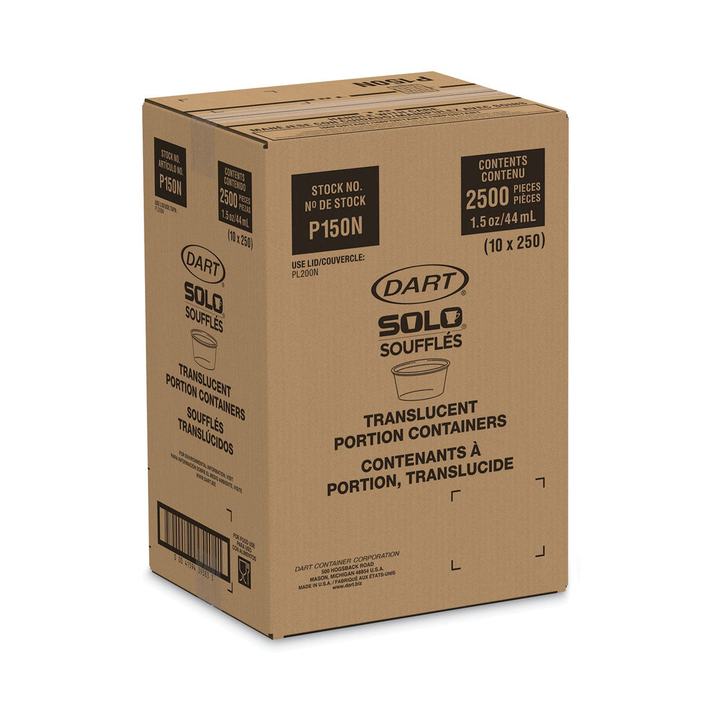 Dart Polystyrene Portion Cups, 1.5 oz, Translucent, 2,500/Carton