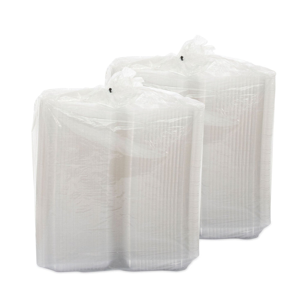 Dart StayLock Clear Hinged Lid Containers, 9.4 x 6.8 x 2.1, Clear, Plastic, 250/Carton