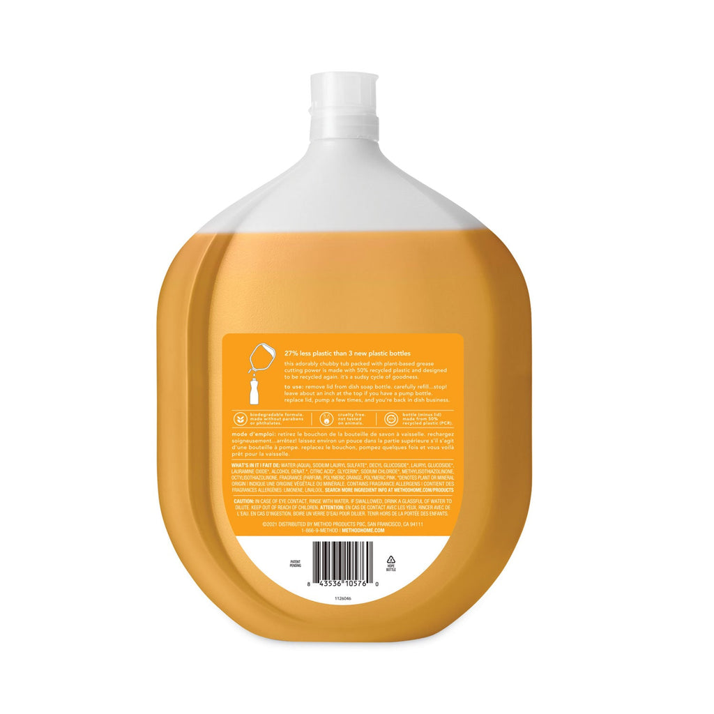 Method Dish Soap Refill Tub, Clementine Scent, 54 oz Tub, 4/Carton