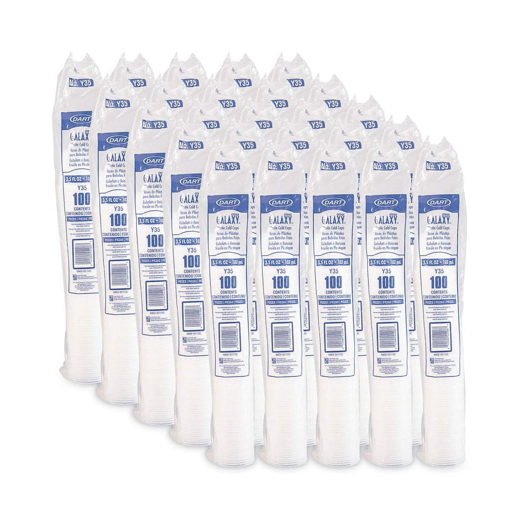Dart High-Impact Polystyrene Cold Cups, 3.5 oz, Translucent, 100/Pack