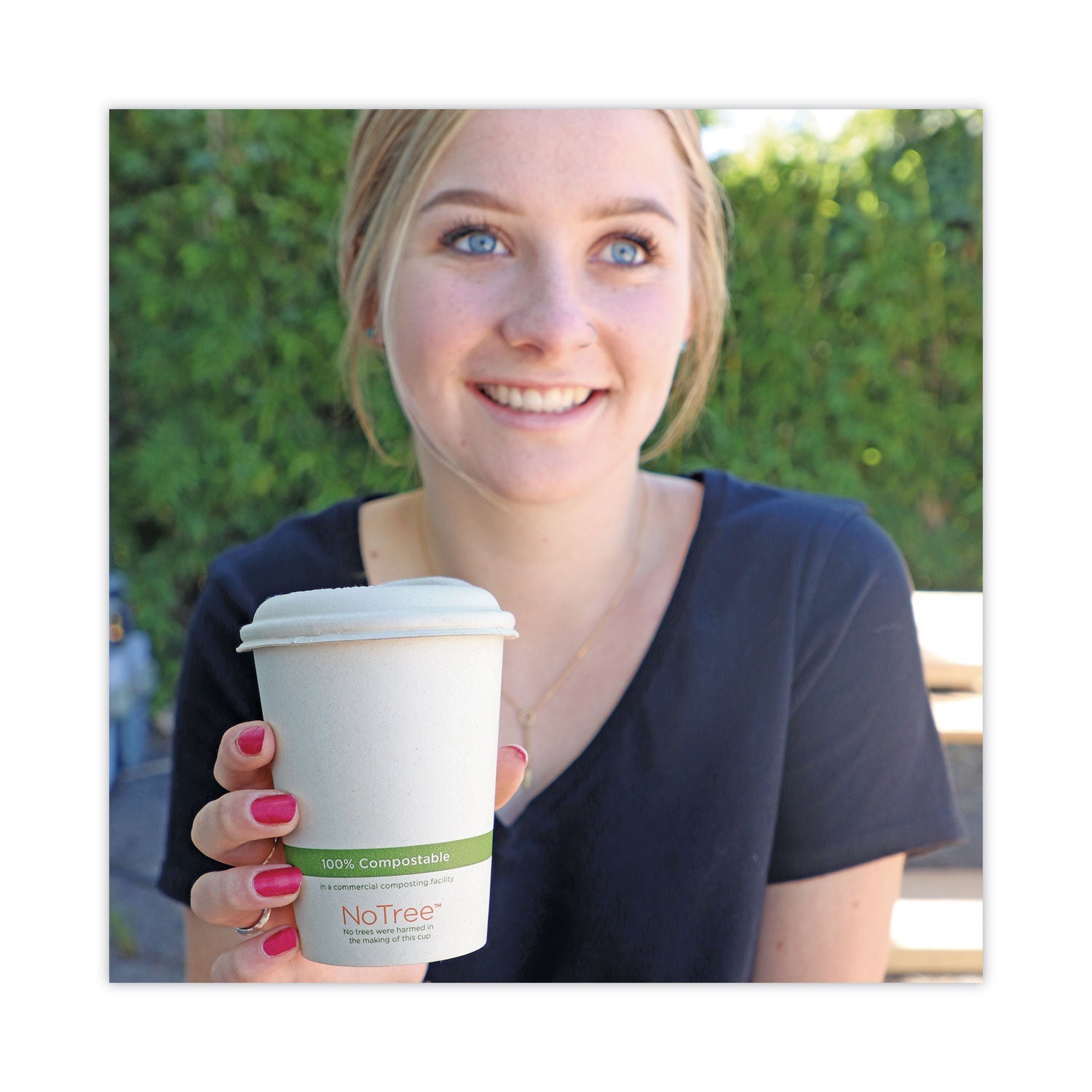World Centric PLA Lids for Hot Cups, Fits 8 oz Cups, White, 1,000/Carton