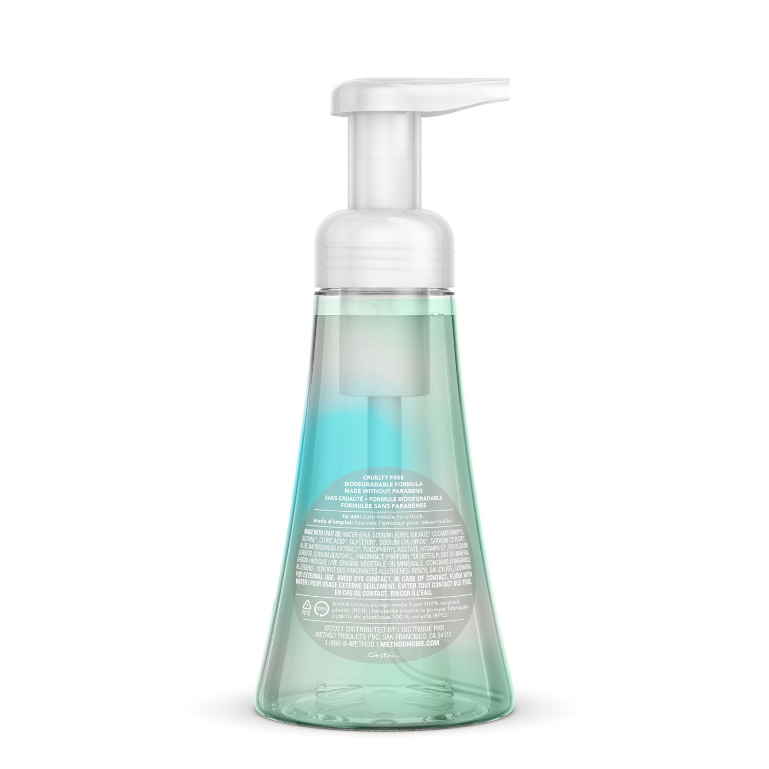 Method Foaming Hand Wash, Coconut Waters, 10 oz Pump Bottle, 6/Carton
