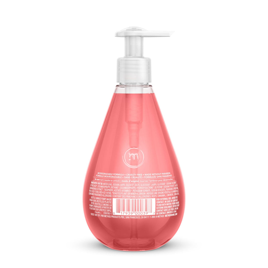 Method Gel Hand Wash, Pink Grapefruit, 12 oz Pump Bottle