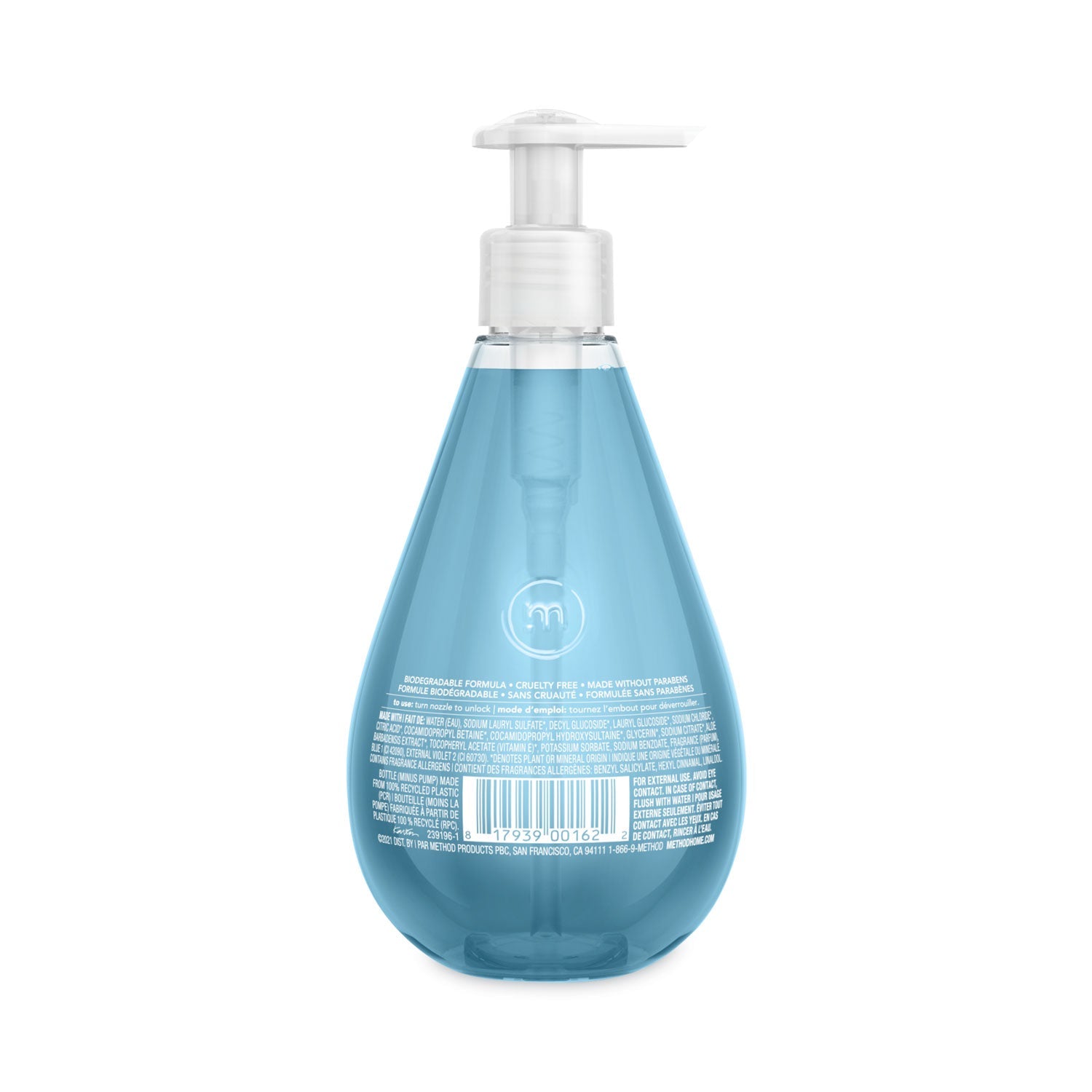 Method Gel Hand Wash, Sea Minerals, 12 oz Pump Bottle, 6/Carton
