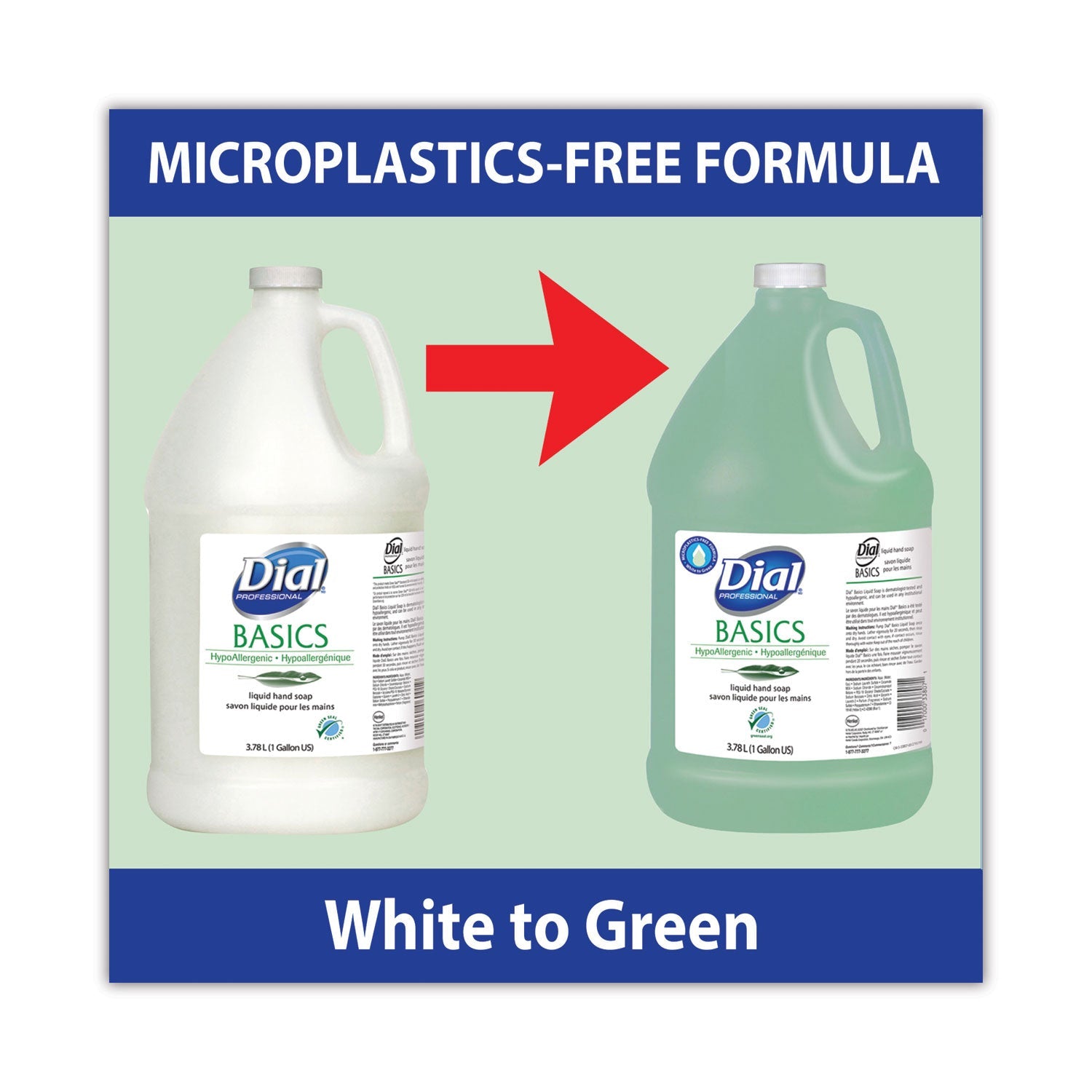 Dial Basics MP Free Liquid Hand Soap, Honeysuckle, 3.78 L Refill Bottle, 4/Carton