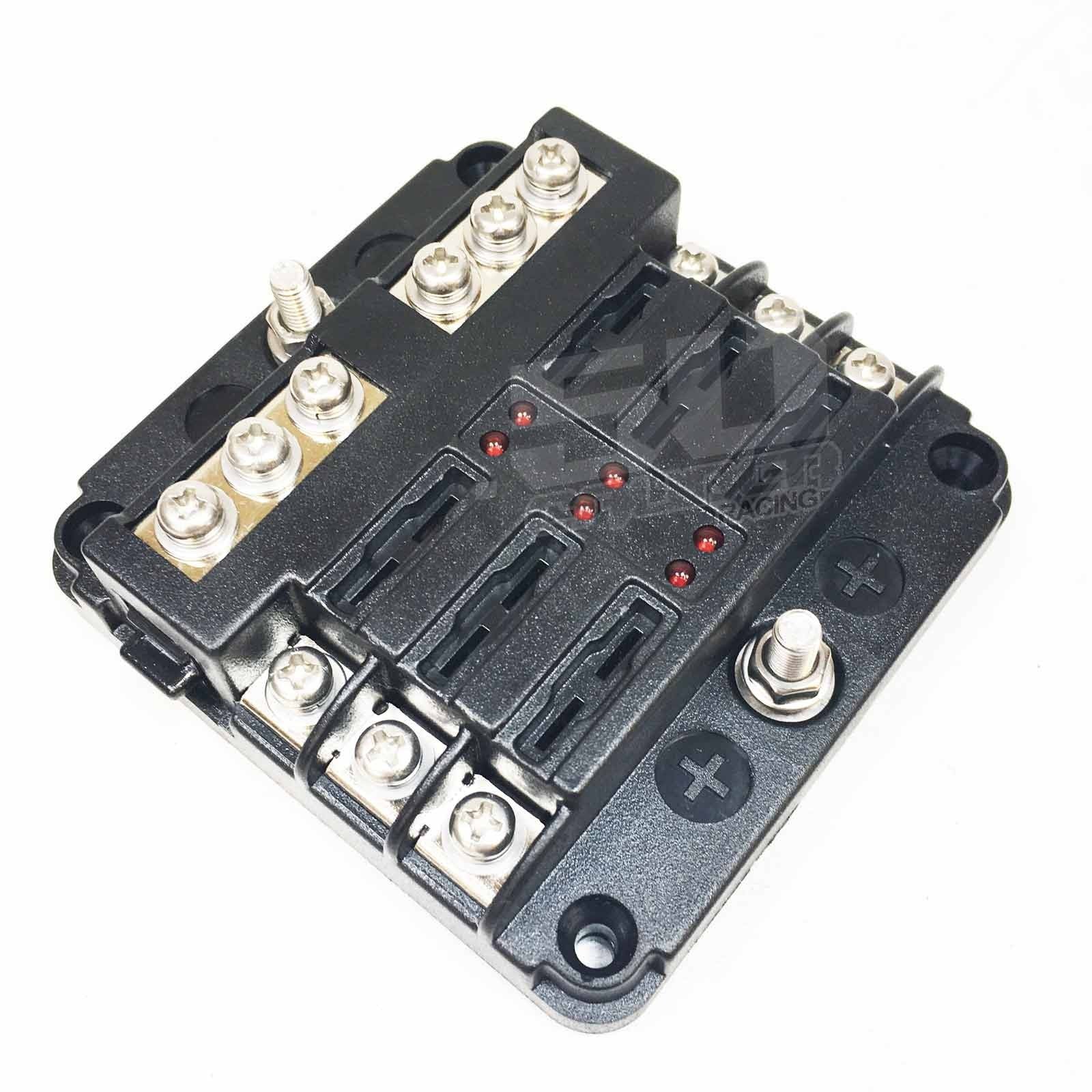 6 Way Screw 12V Fuse Block with Ground Terminals