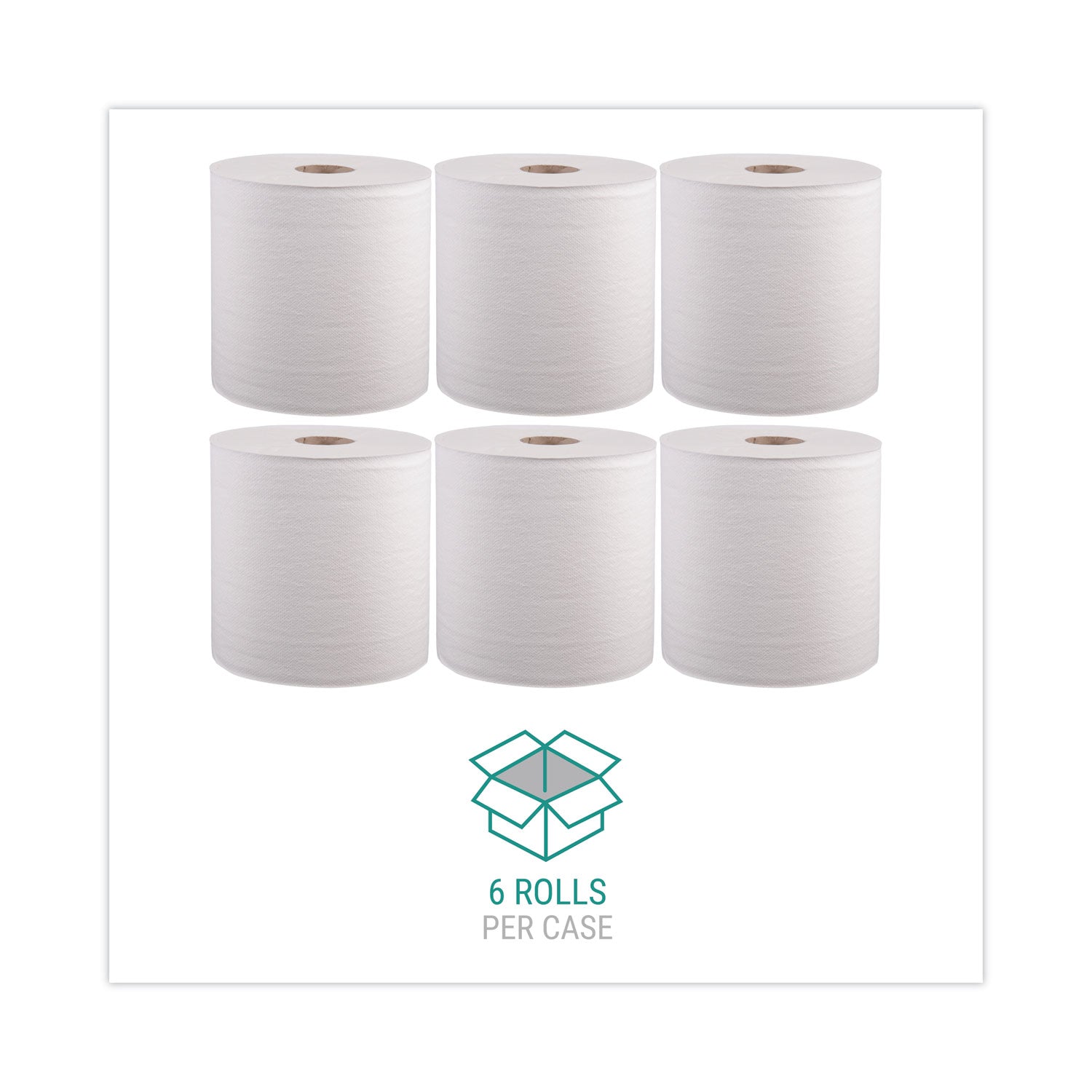 Windsoft Hardwound Roll Towels, 8" x 800 ft, White, 6 Rolls/Carton