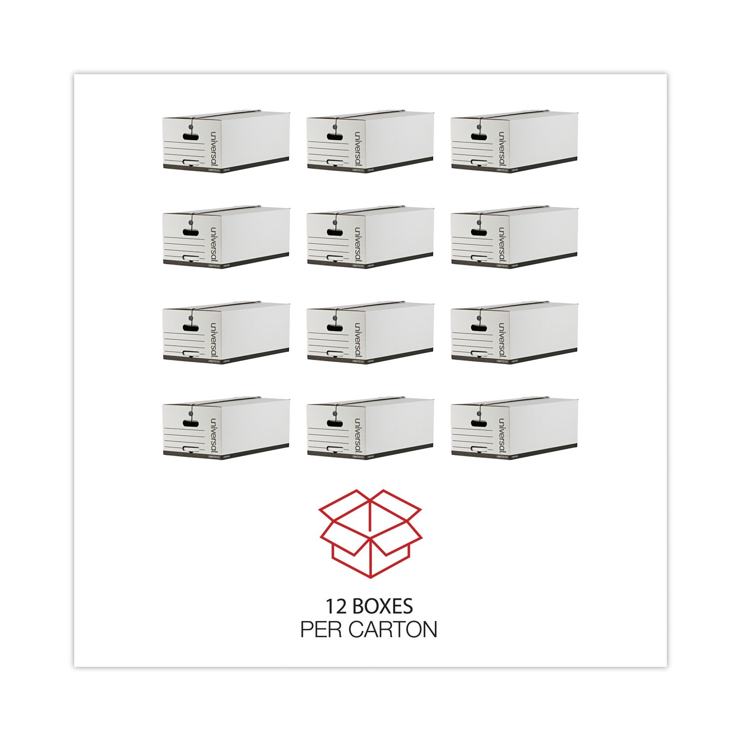 Universal Deluxe Quick Set-up String-and-Button Boxes, Legal Files, White, 12/Carton