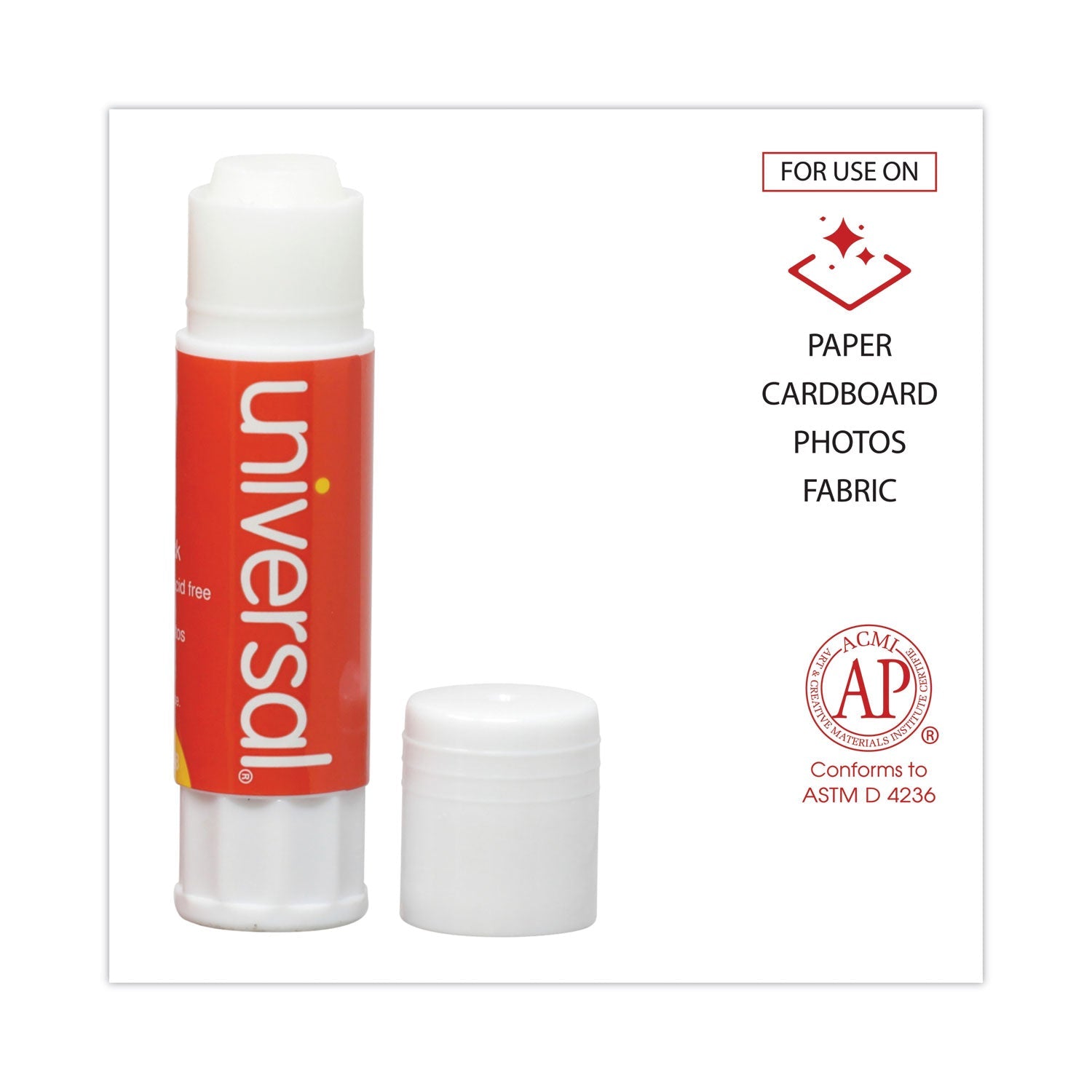 Universal Glue Stick, 0.74 oz, Applies and Dries Clear, 12/Pack