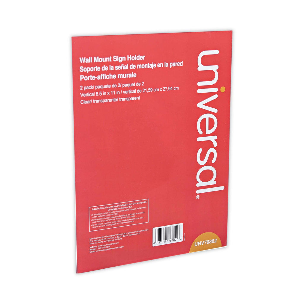 Universal Wall Mount Sign Holder, 8.5 x 11, Vertical, Clear