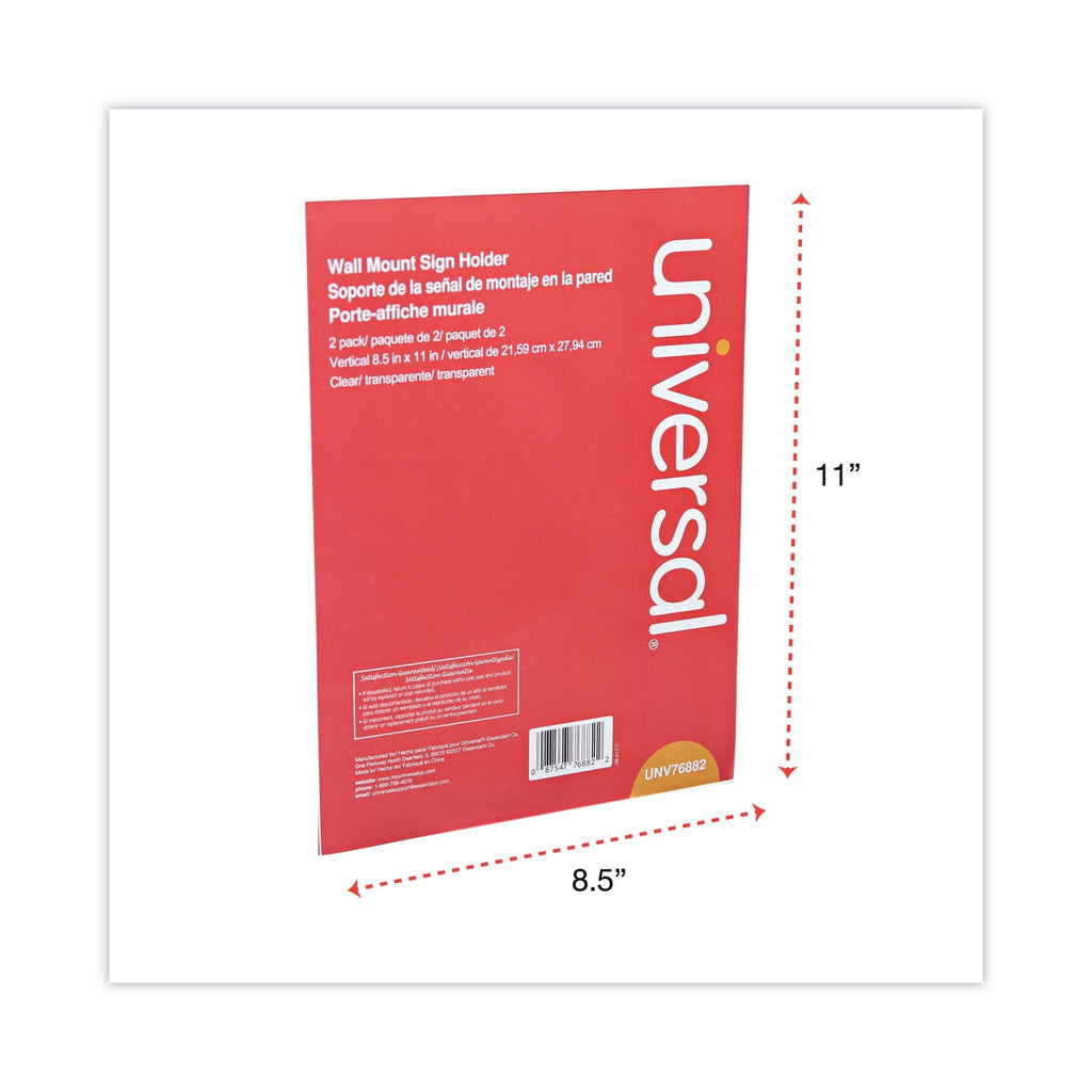 Universal Wall Mount Sign Holder, 8.5 x 11, Vertical, Clear