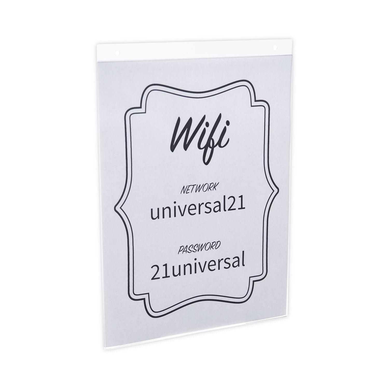 Universal Wall Mount Sign Holder, 8.5 x 11, Vertical, Clear
