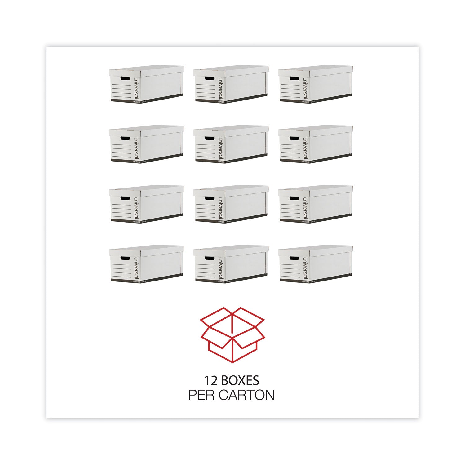 Universal Medium-Duty Easy Assembly Storage Box, Letter Files, White, 12/Carton