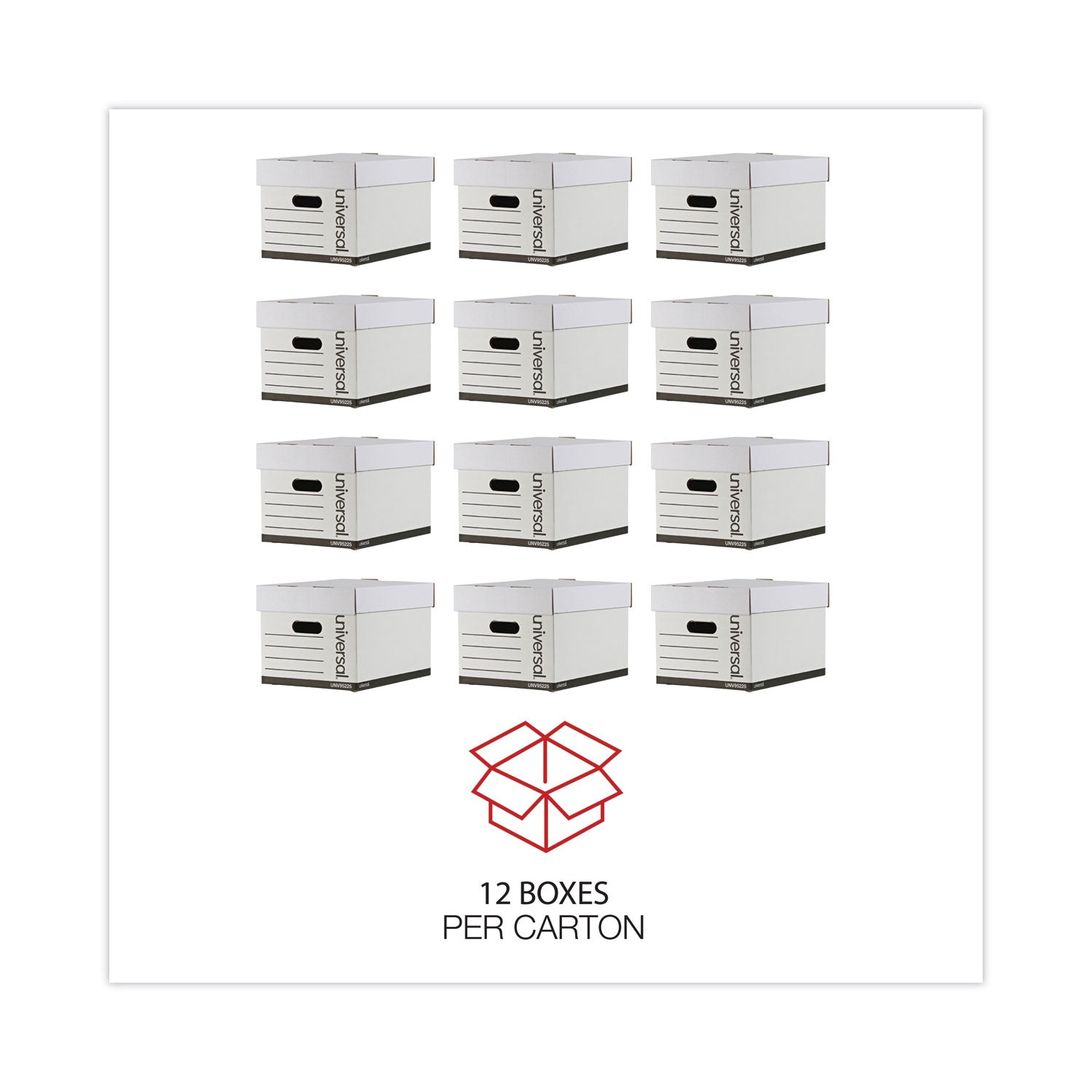 Universal Professional-Grade Heavy-Duty Storage Boxes, Letter/Legal Files, White, 12/Carton