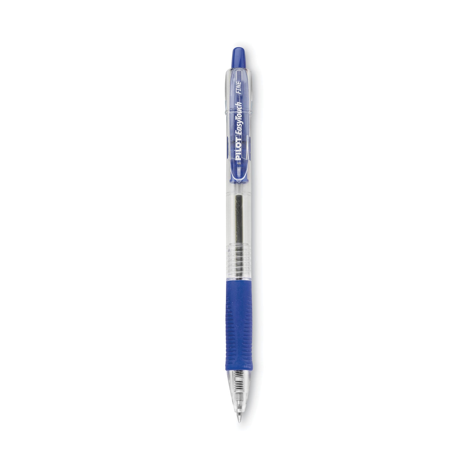 Pilot EasyTouch Ballpoint Pen, Retractable, Fine 0.7 mm, Blue Ink, Clear Barrel, Dozen