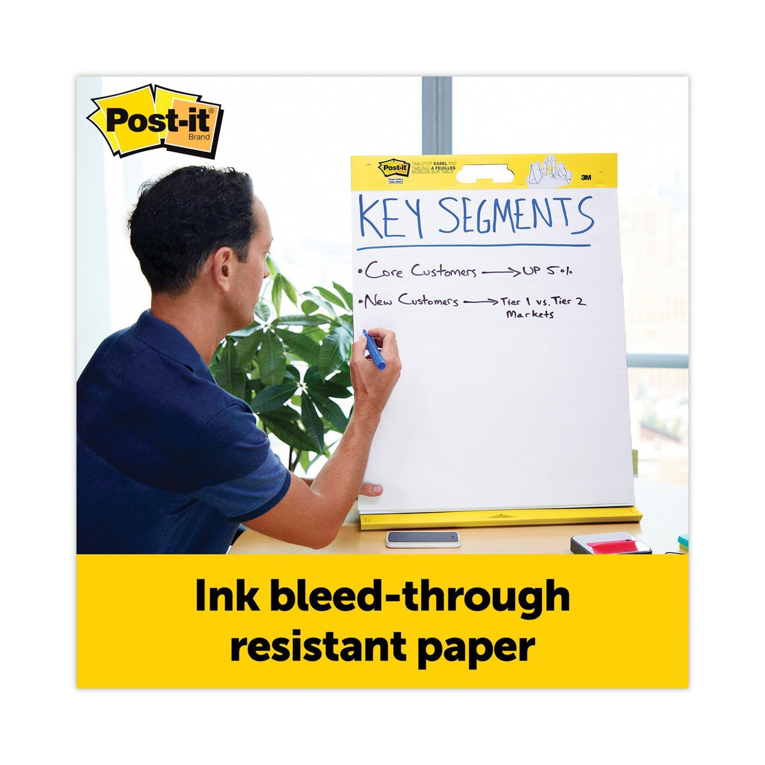 Post-it Original Tabletop Easel Pad with Self-Stick Sheets, Unruled, 20 x 23, White, 20 Sheets