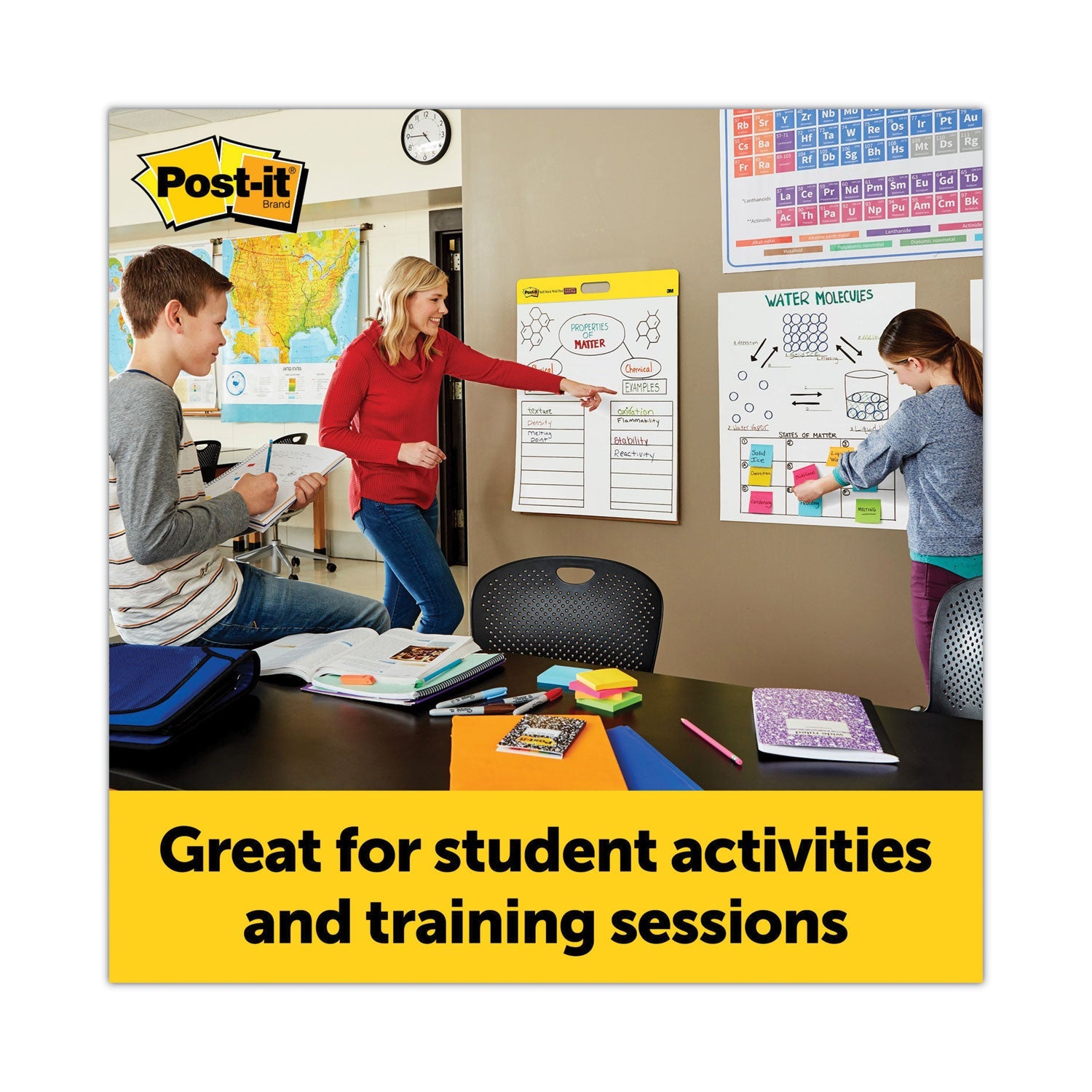 Post-it Self-Stick Wall Pad, Unruled, 20 x 23, White, 20 Sheets/Pad, 2 Pads/Pack, 2 Packs/Carton