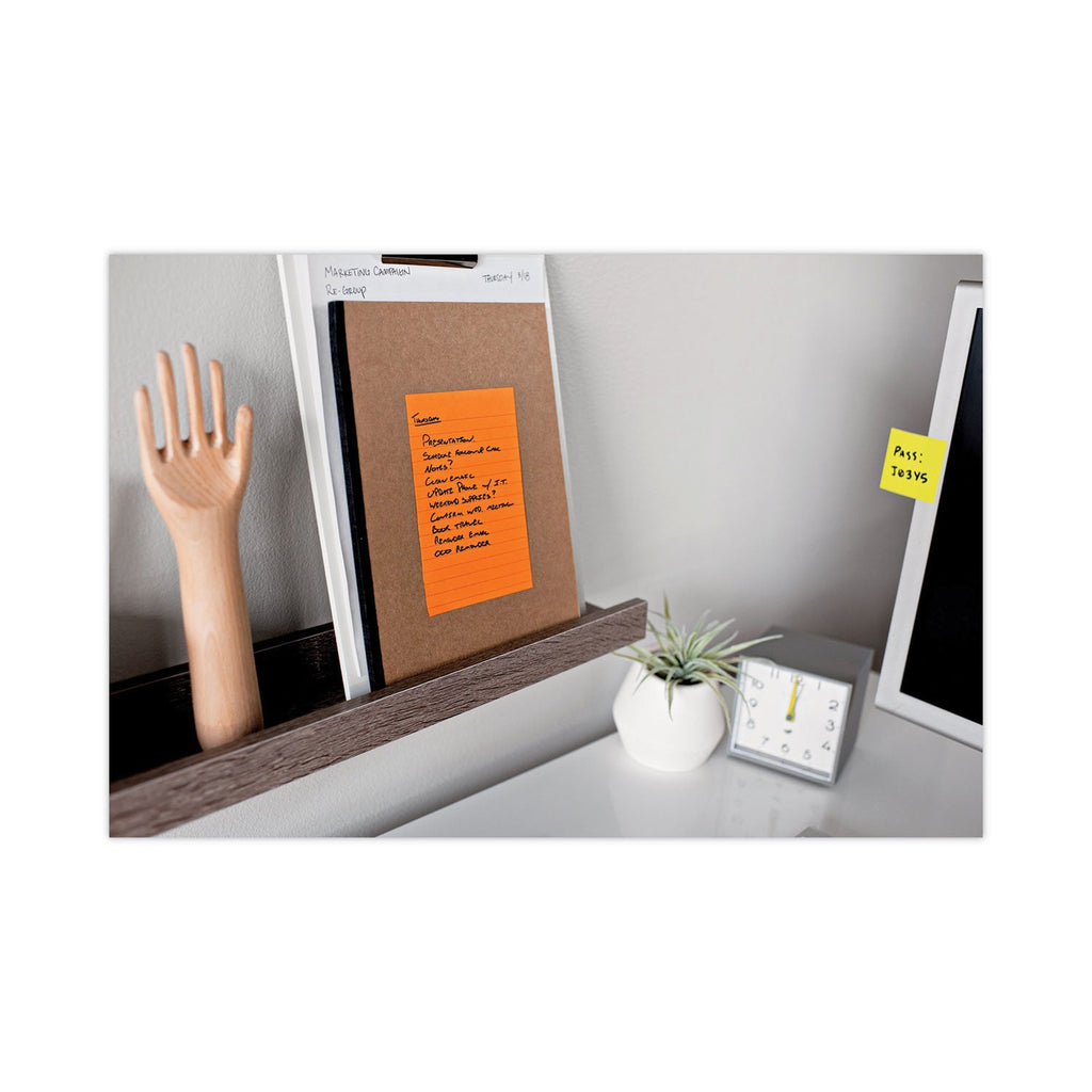 Post-it Pads in Energy Boost Collection Colors, Note Ruled, 4" x 6", 90 Sheets/Pad, 3 Pads/Pack