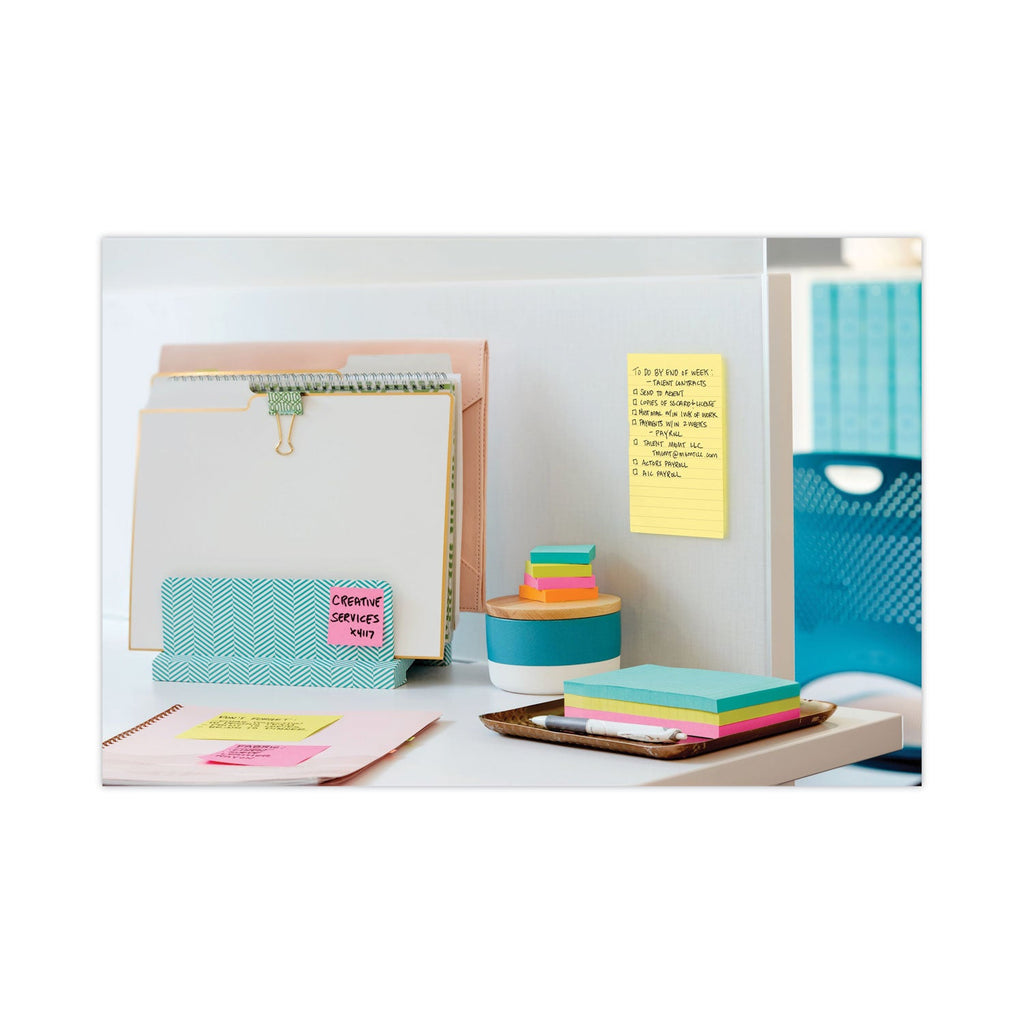 Post-it Original Pads in Canary Yellow, Note Ruled, 4" x 6", 100 Sheets/Pad, 5 Pads/Pack