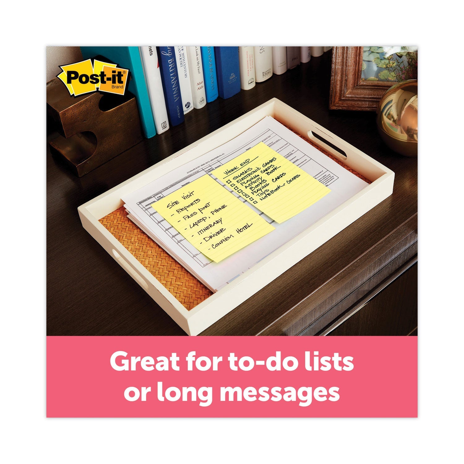 Post-it Pads in Canary Yellow, Note Ruled, 4" x 6", 90 Sheets/Pad, 5 Pads/Pack