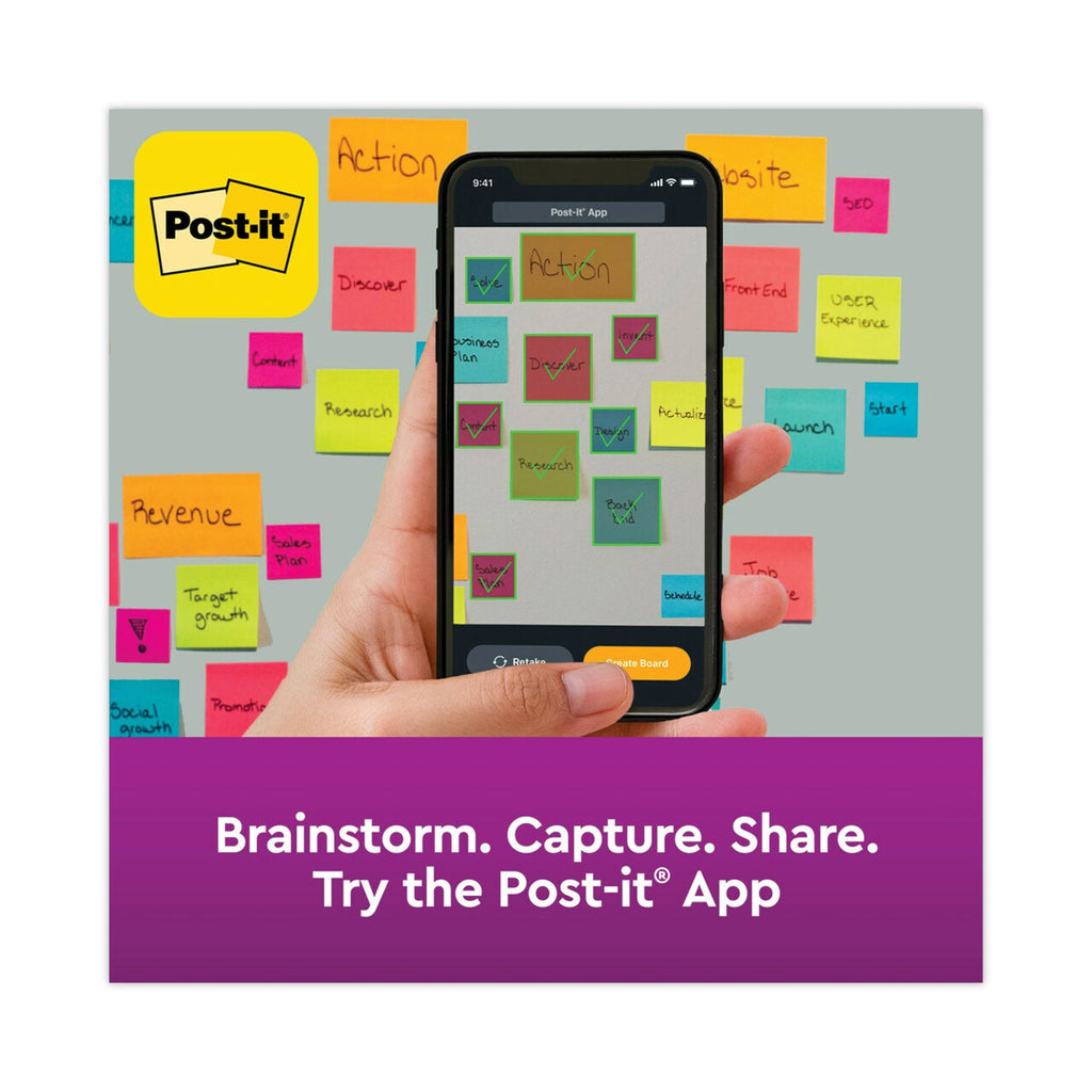 Post-it Meeting Notes in Energy Boost Collection Colors, Note Ruled, 8" x 6", 45 Sheets/Pad, 4 Pads/Pack
