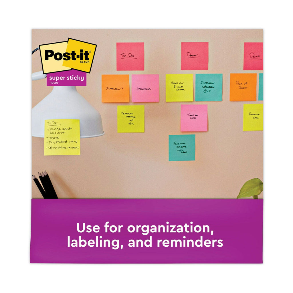 Post-it Pads in Supernova Neon Collection Colors, 3" x 3", 90 Sheets/Pad, 12 Pads/Pack