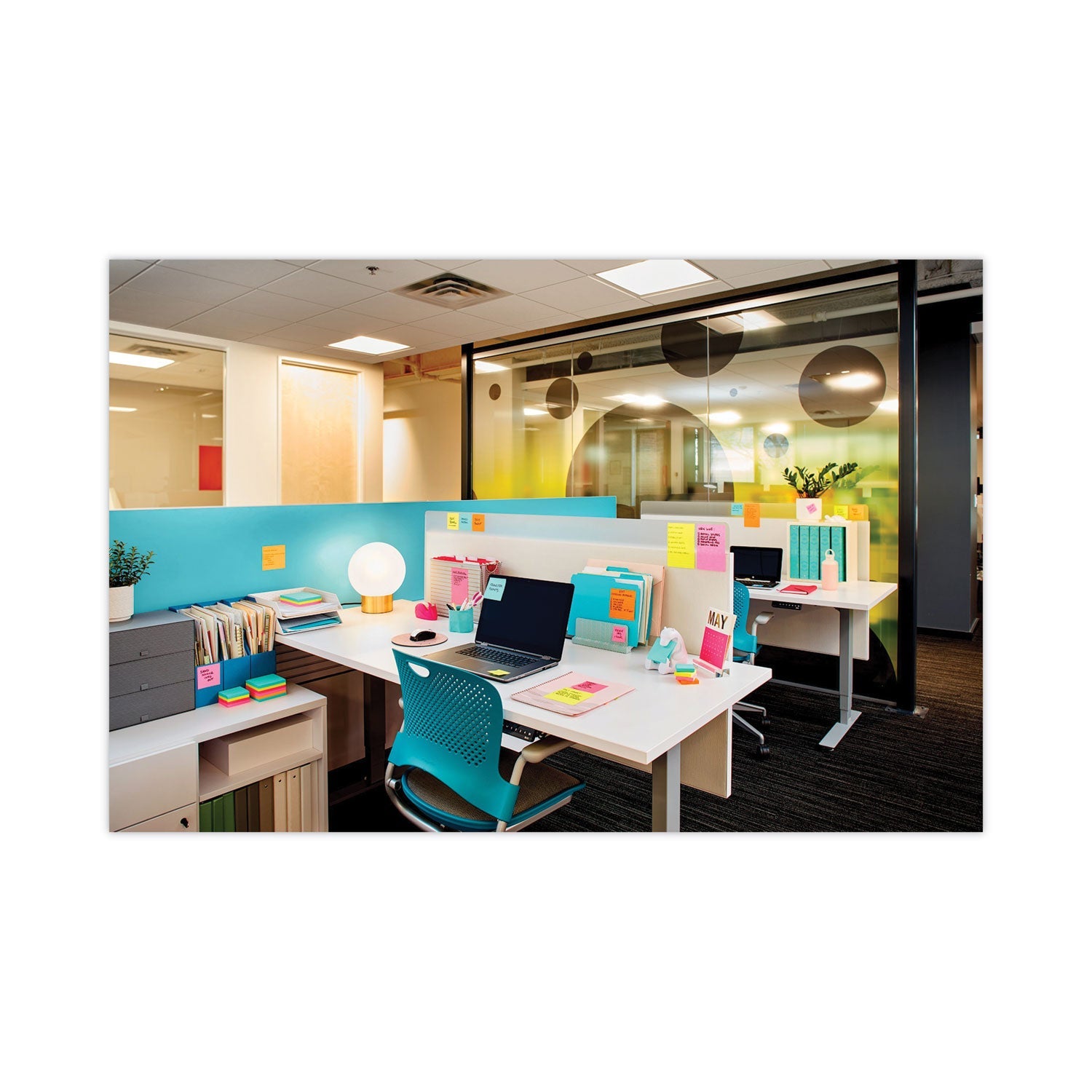Post-it Pads in Supernova Neon Collection Colors, 3" x 3", 90 Sheets/Pad, 12 Pads/Pack