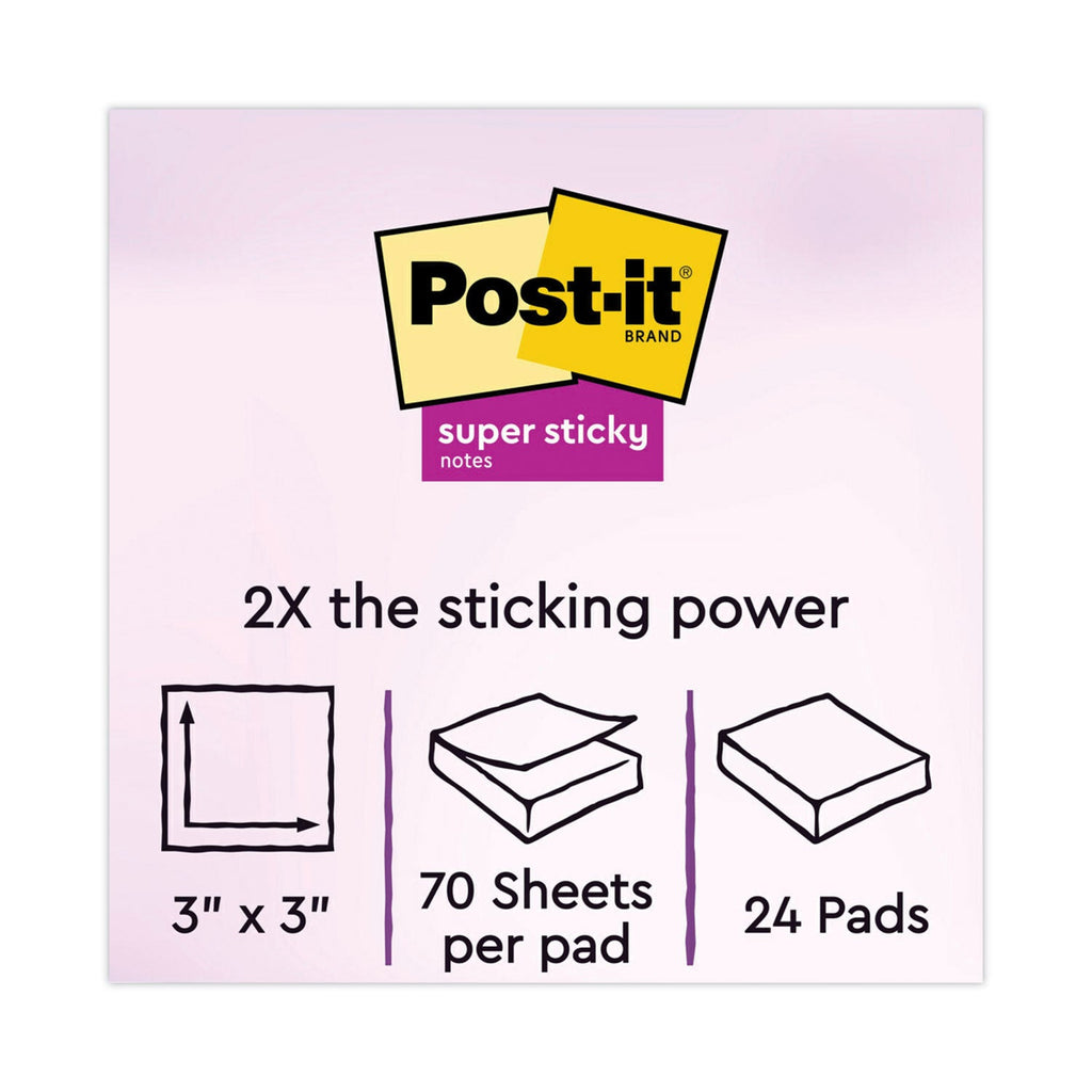 Post-it Pads in Playful Primary Collection Colors, Cabinet Pack, 3" x 3", 70 Sheets/Pad, 24 Pads/Pack