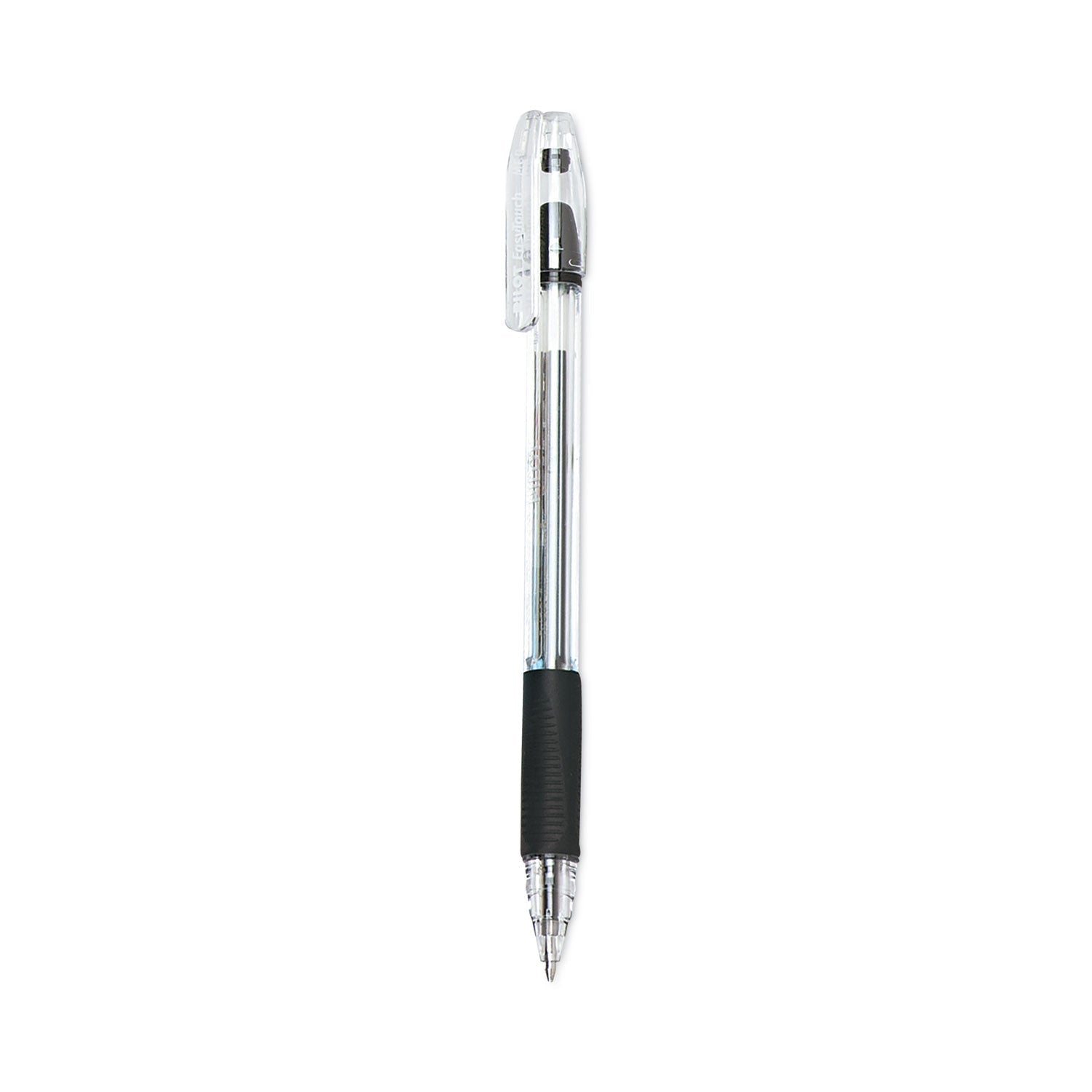 Pilot EasyTouch Ballpoint Pen, Stick, Medium 1 mm, Black Ink, Clear Barrel, Dozen