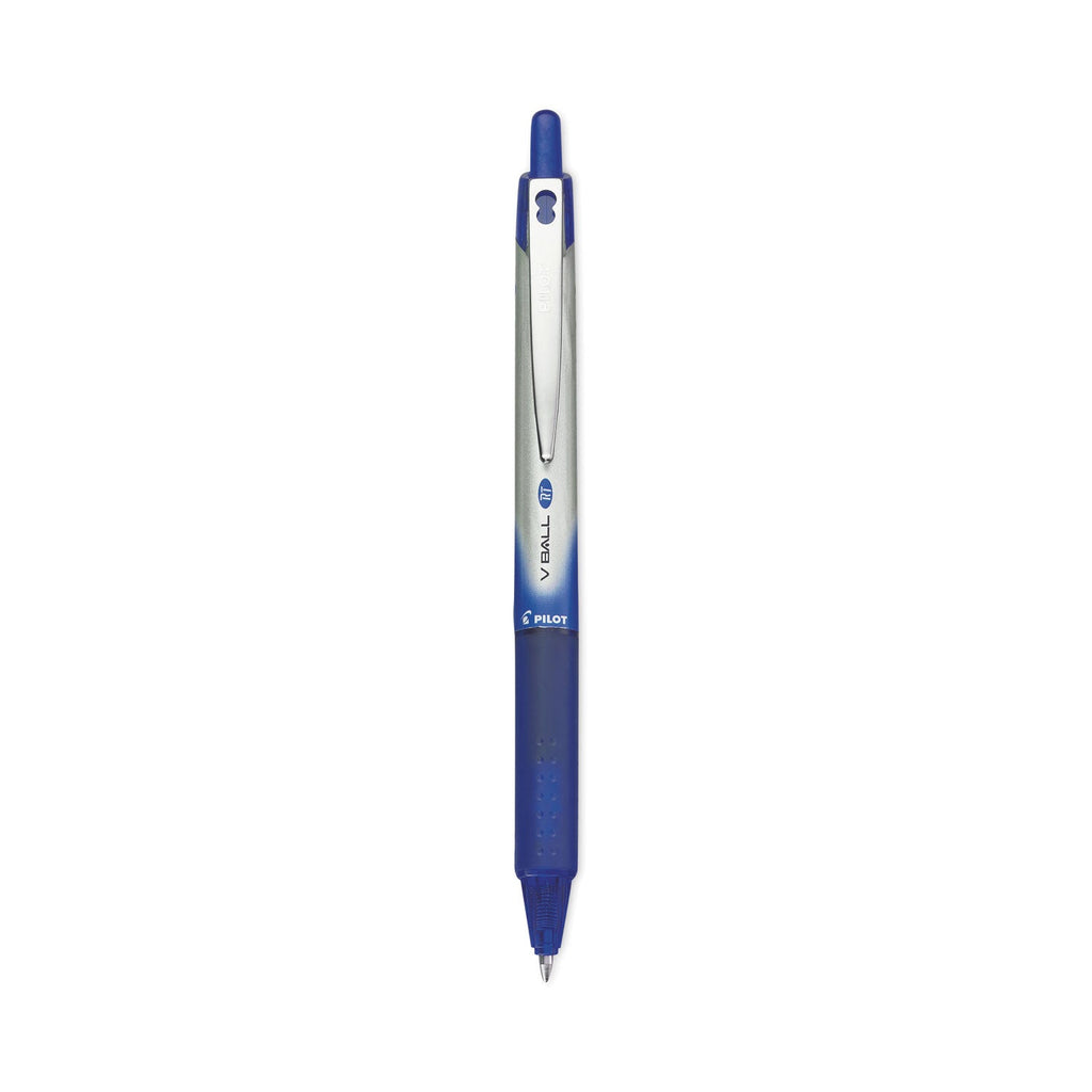 Pilot VBall RT Liquid Ink Roller Ball Pen, Retractable, Fine 0.7 mm, Blue Ink, Blue/White Barrel