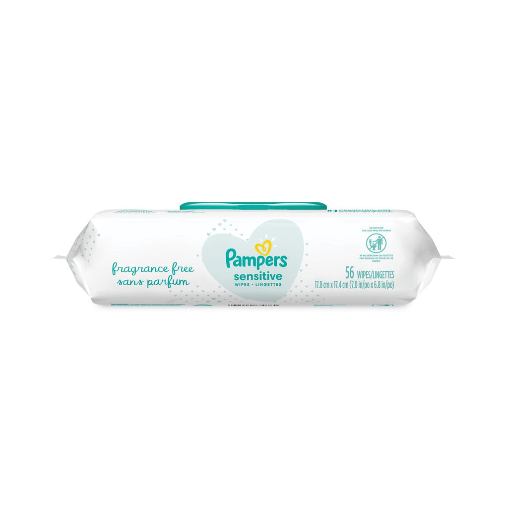 Pampers Sensitive Baby Wipes, 6.8 x 7,  Unscented, White, 56/Pack