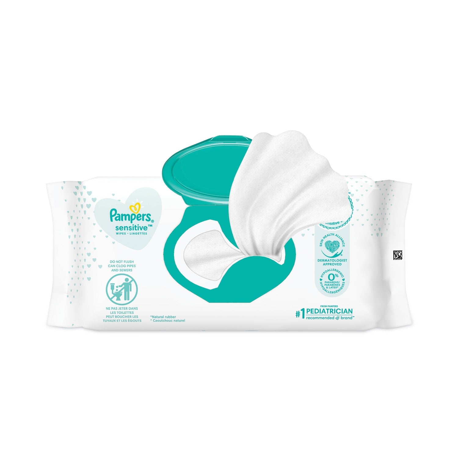 Pampers Sensitive Baby Wipes, 6.8 x 7,  Unscented, White, 56/Pack