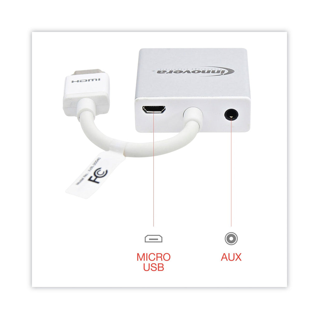 Innovera HDMI to SVGA Adapter, 6", White