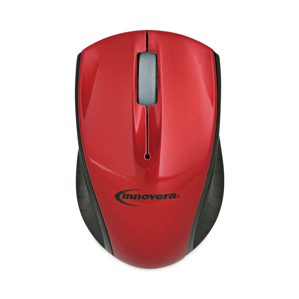 Innovera Mini Wireless Optical Mouse, 2.4 GHz Frequency/30 ft Wireless Range, Left/Right Hand Use, Red/Black