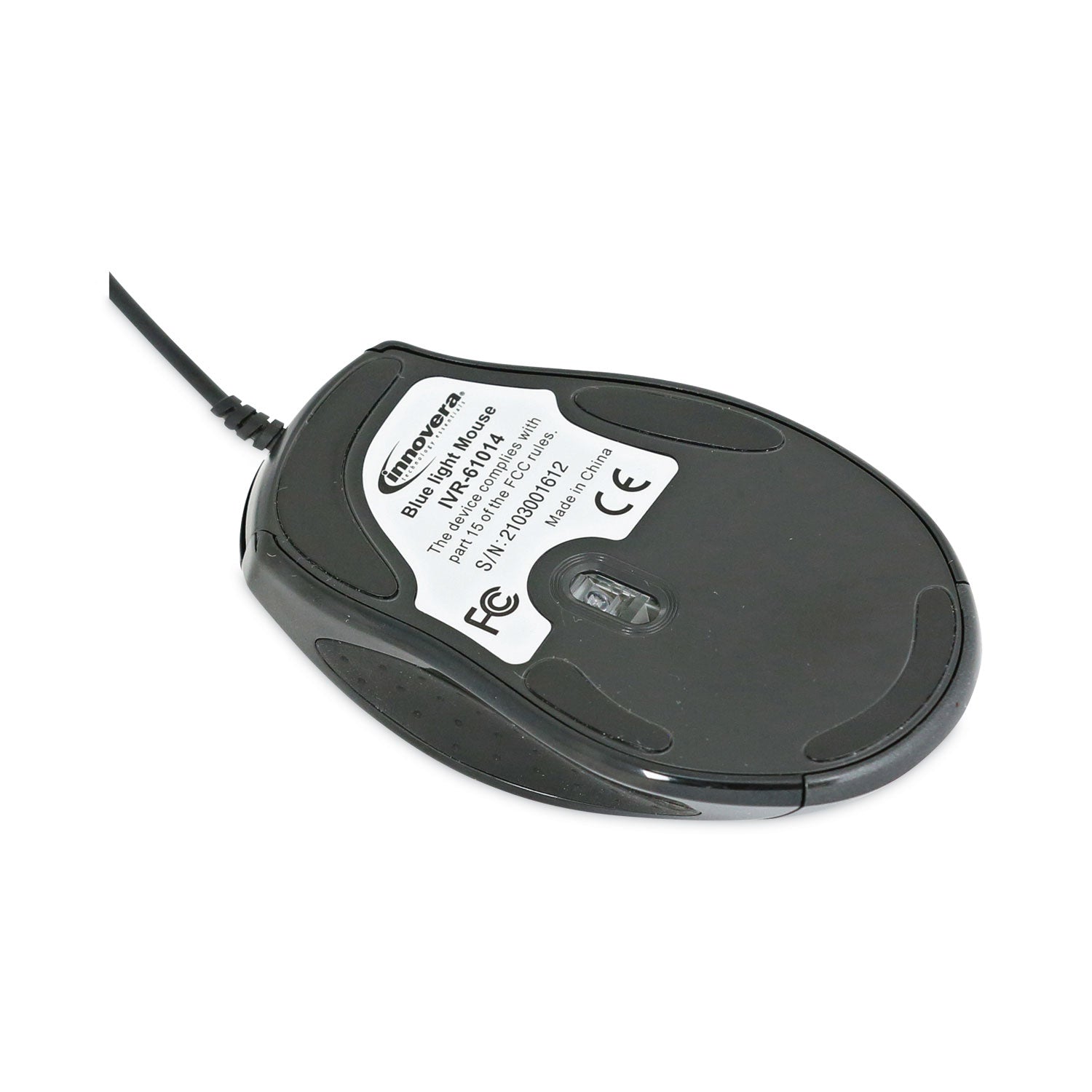 Innovera Full-Size Wired Optical Mouse, USB 2.0, Right Hand Use, Black