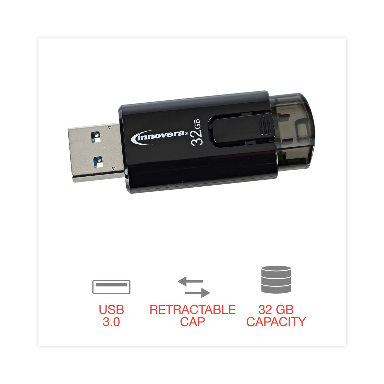Innovera USB 3.0 Flash Drive, 32 GB, 3/Pack