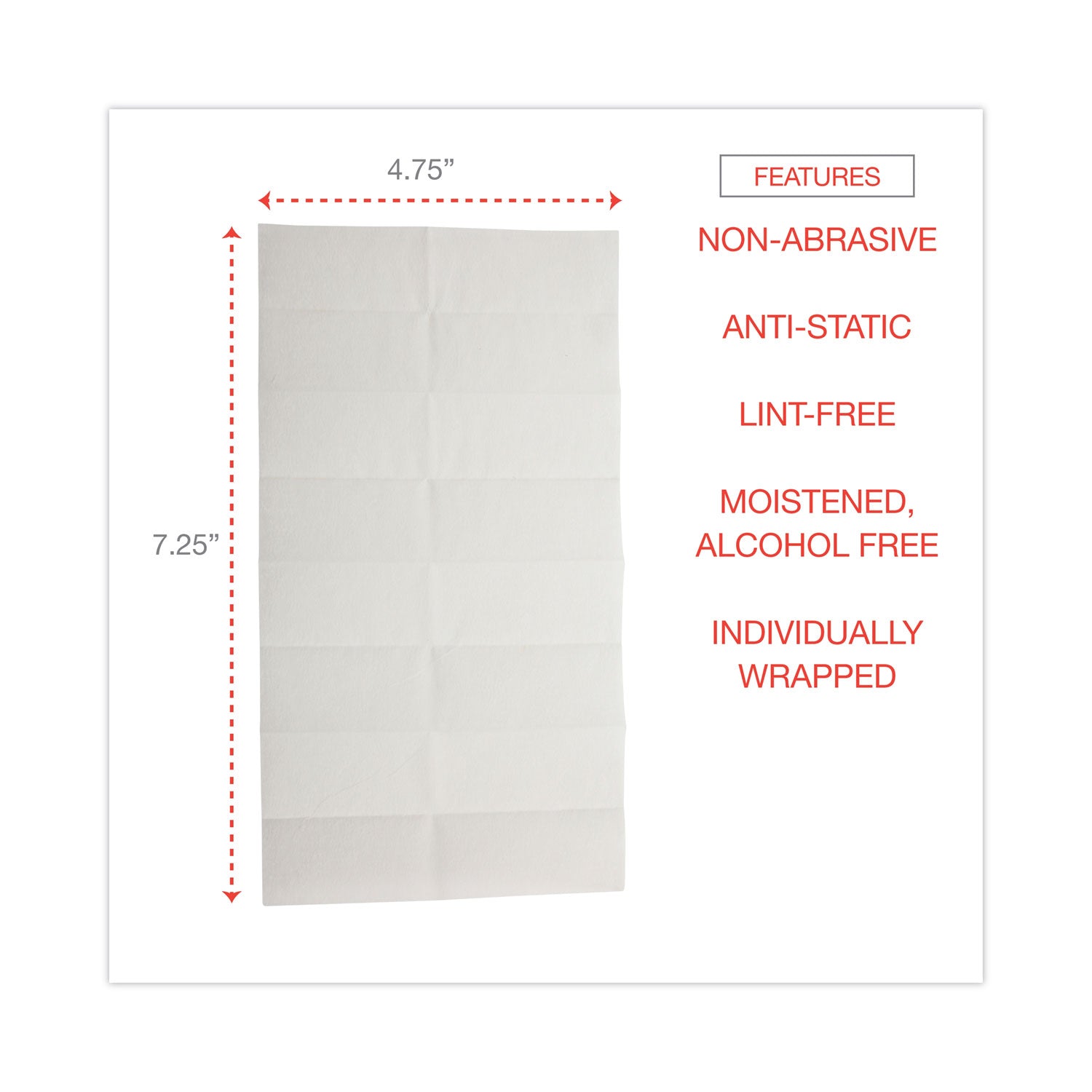 Innovera Antistatic Screen Cleaning Wipes, Cloth, 4.75,  x 7.25, White, 100/Pack