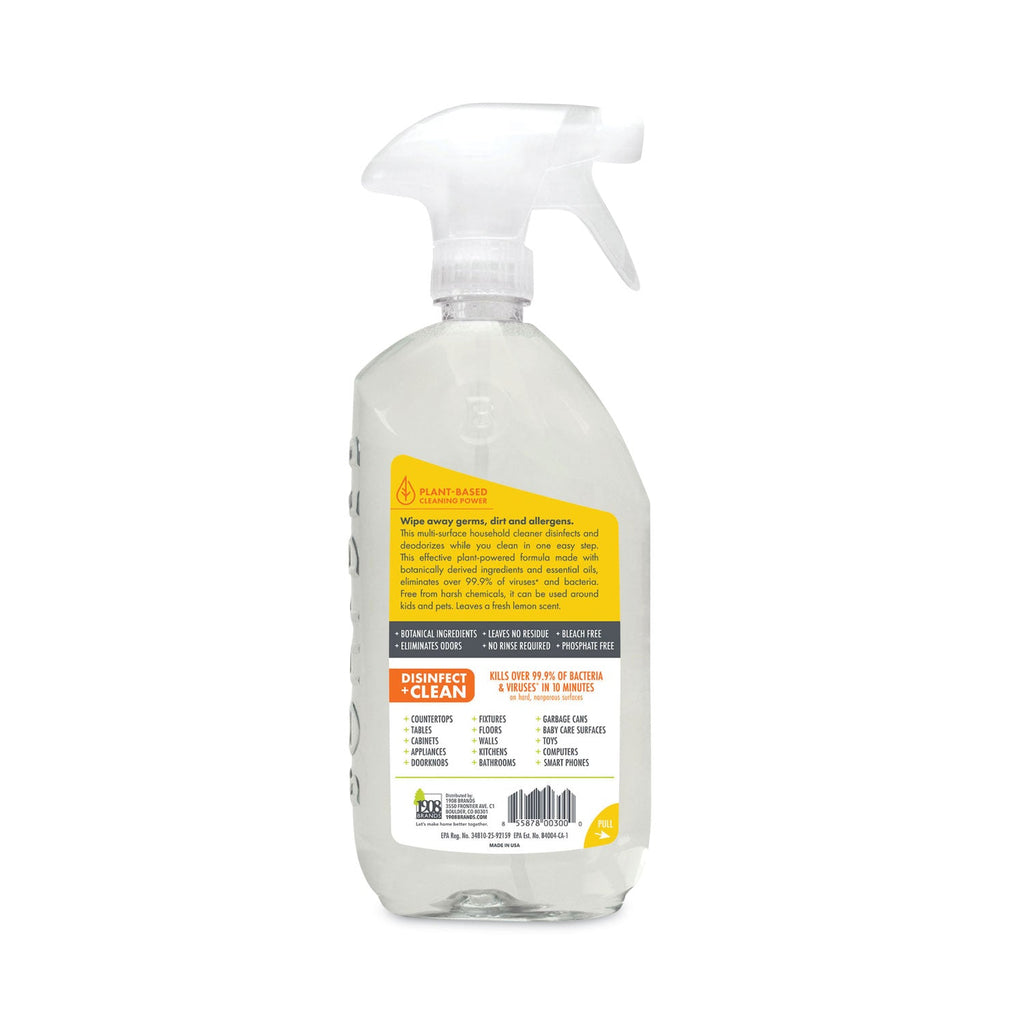 Boulder Clean Disinfectant Cleaner, Lemon Scent, 28 oz Bottle, 6/Carton