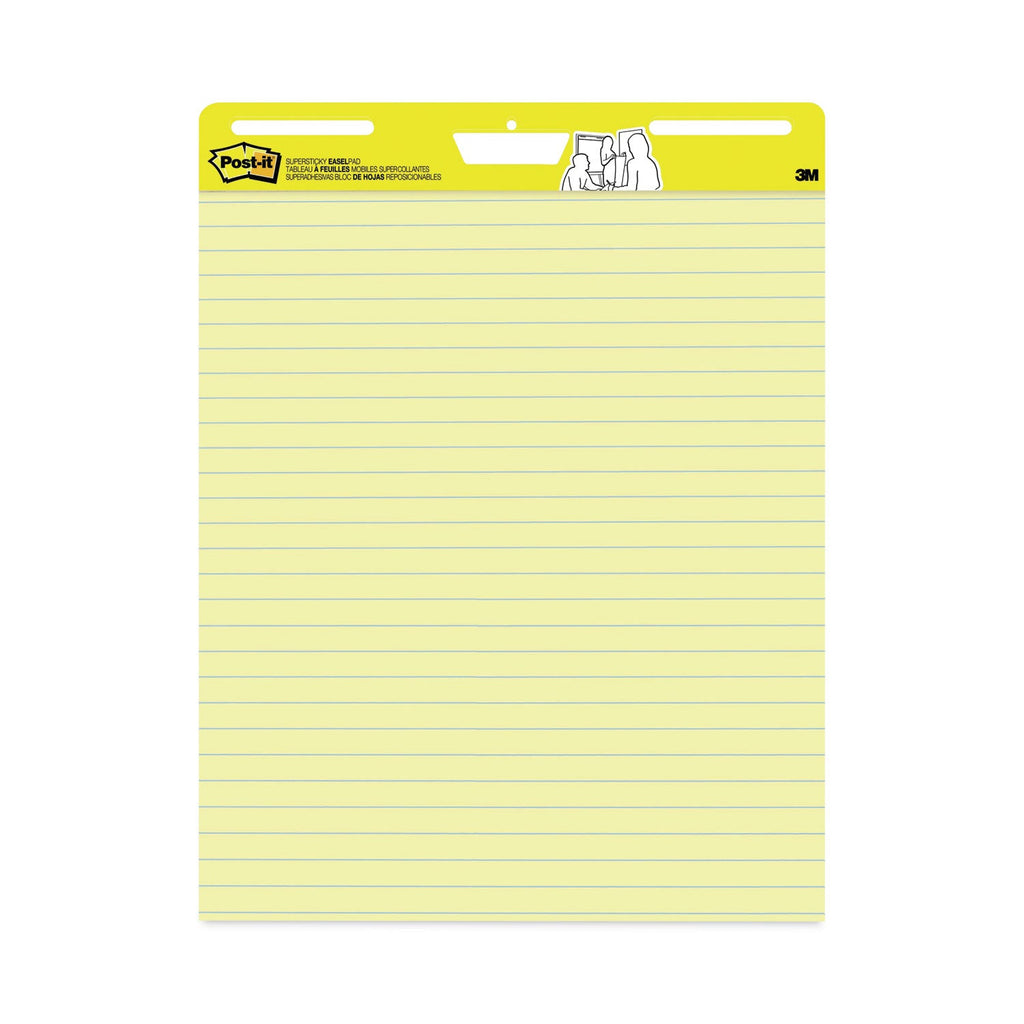 Post-it Vertical-Orientation Self-Stick Easel Pads, Presentation Format (1.5" Rule), 25 x 30, Yellow, 30 Sheets, 2/Carton