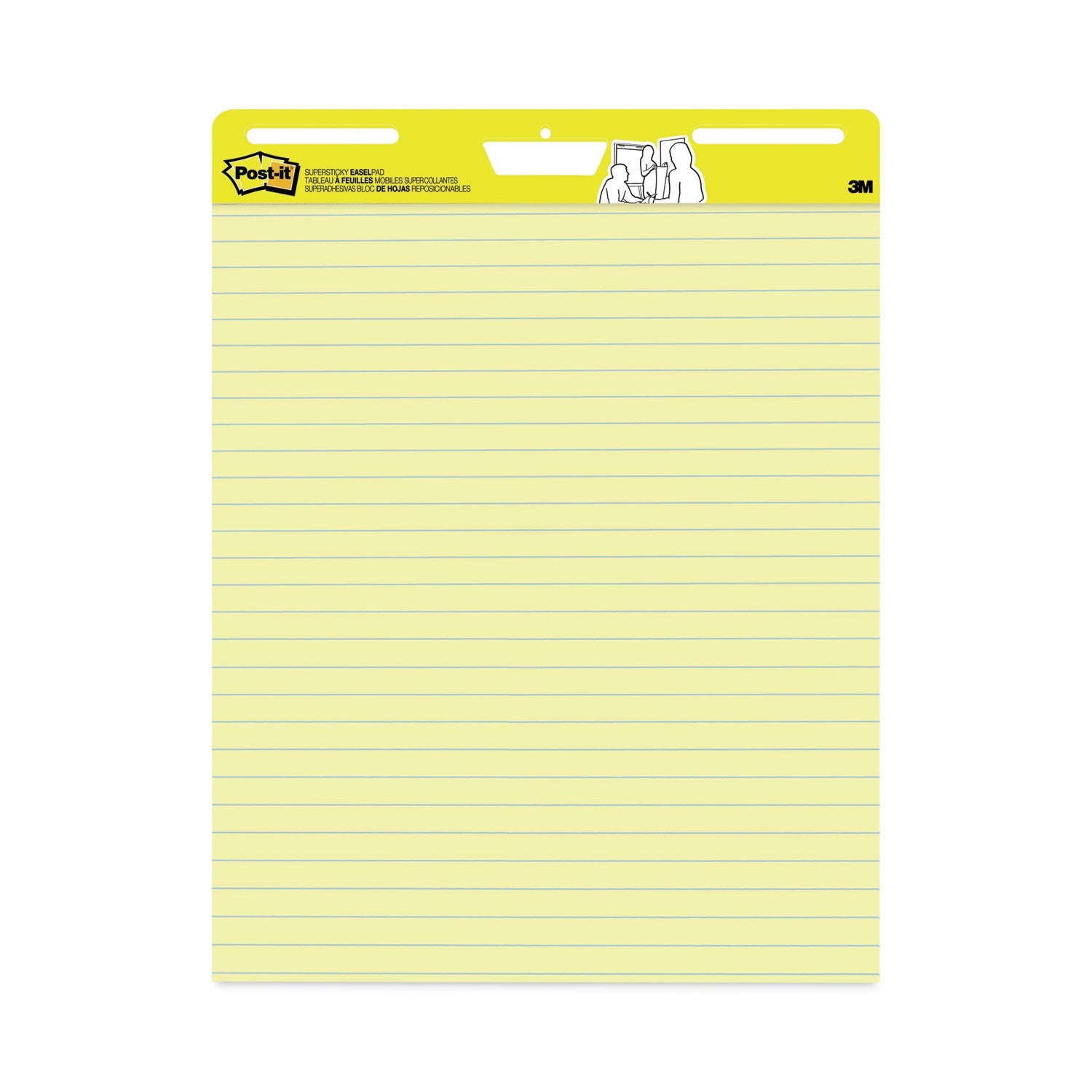 Post-it Vertical-Orientation Self-Stick Easel Pads, Presentation Format (1.5" Rule), 25 x 30, Yellow, 30 Sheets, 2/Carton