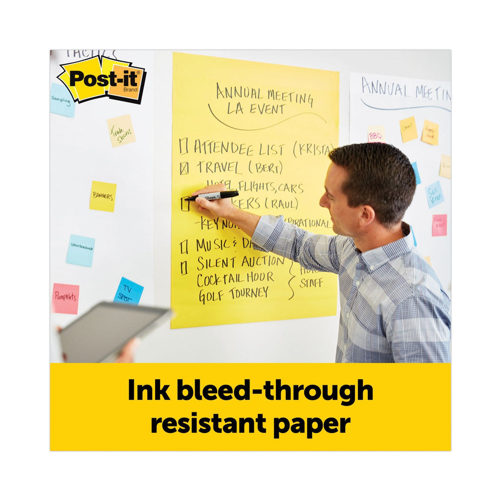 Post-it Vertical-Orientation Self-Stick Easel Pads, Presentation Format (1.5" Rule), 25 x 30, Yellow, 30 Sheets, 2/Carton