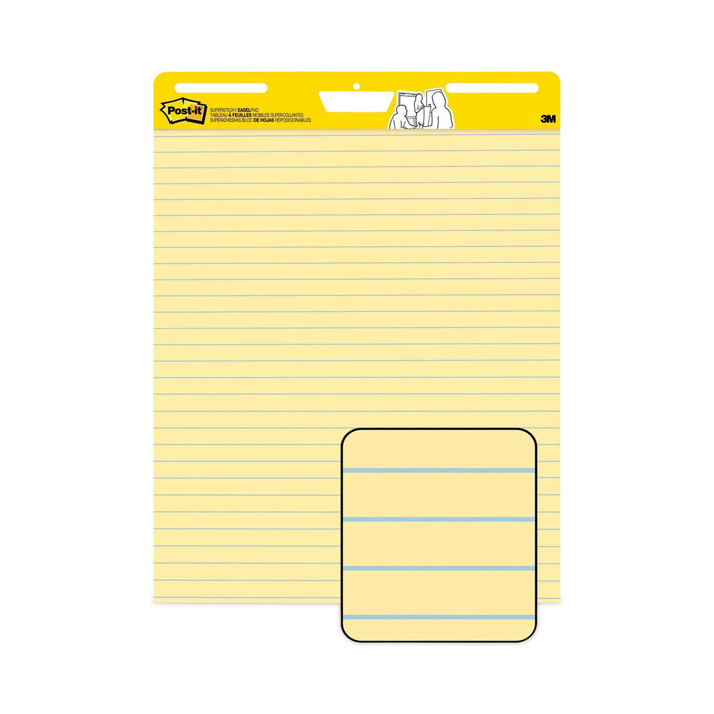 Post-it Vertical-Orientation Self-Stick Easel Pads, Presentation Format (1.5" Rule), 25 x 30, Yellow, 30 Sheets, 2/Carton