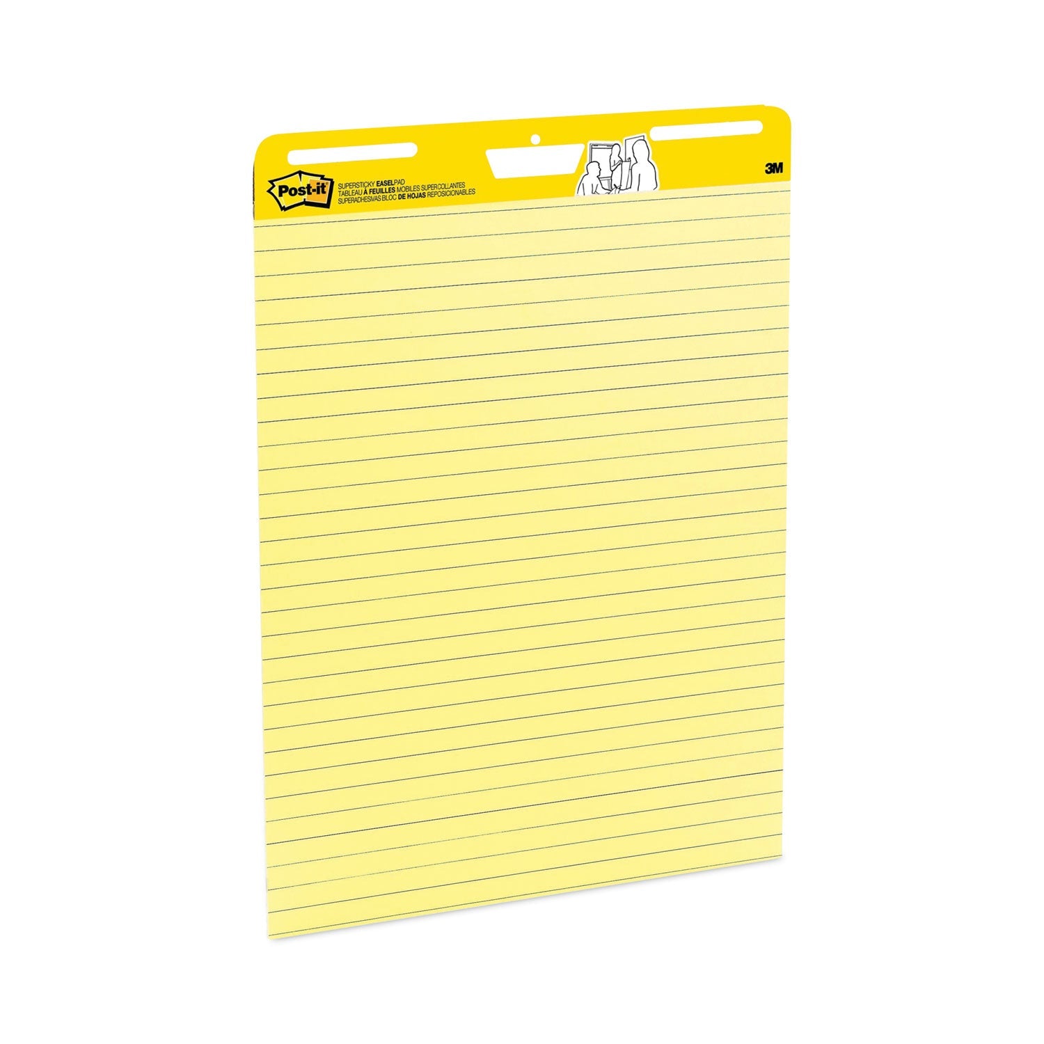 Post-it Vertical-Orientation Self-Stick Easel Pads, Presentation Format (1.5" Rule), 25 x 30, Yellow, 30 Sheets, 2/Carton