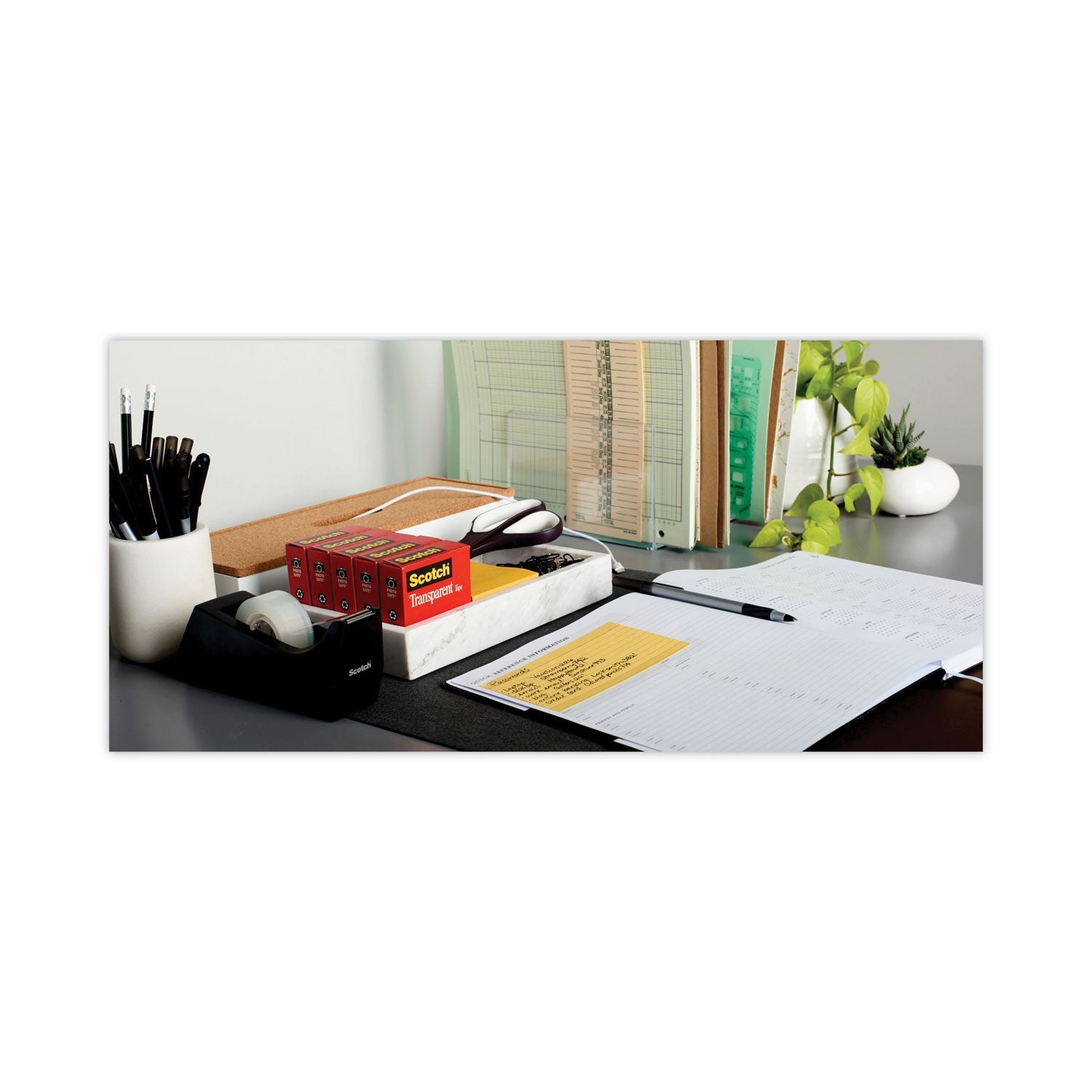 Scotch Transparent Tape, 1" Core, 0.75" x 83.33 ft, Transparent, 6/Pack