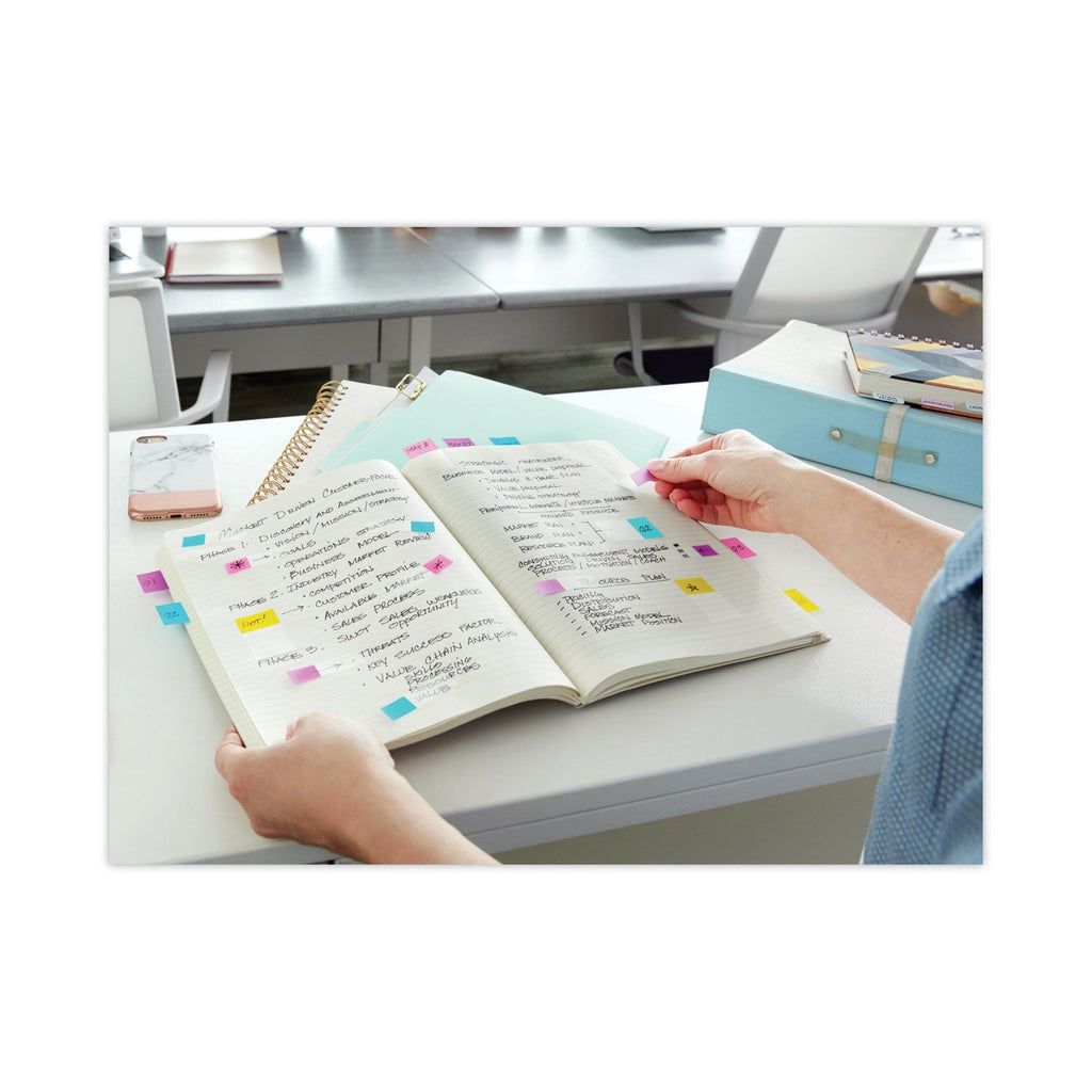 Post-it Standard Page Flags in Dispenser, Bright Blue, 100 Flags/Dispenser
