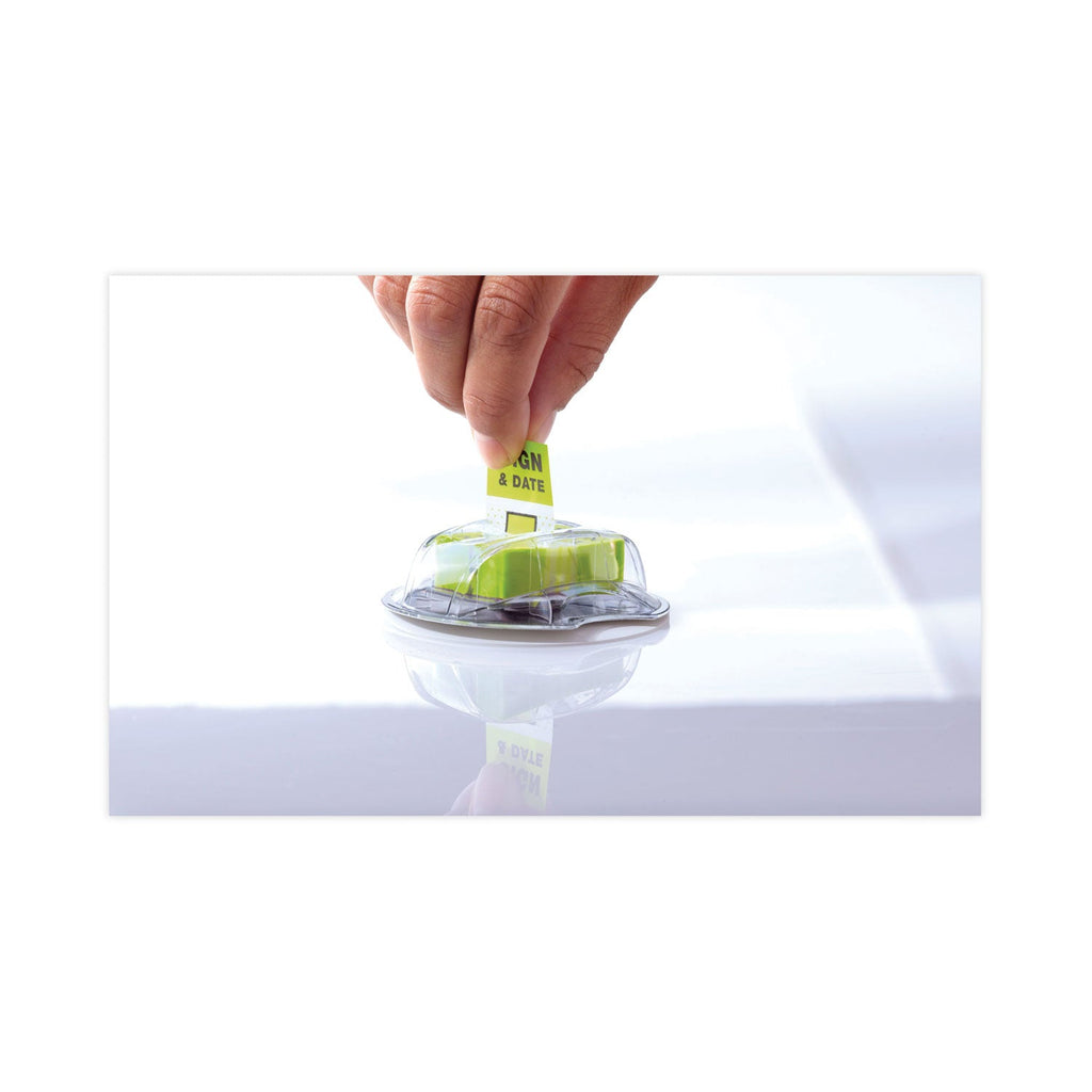 Post-it Page Flags in Dispenser, "Sign and Date", Bright Green, 200 Flags/Dispenser