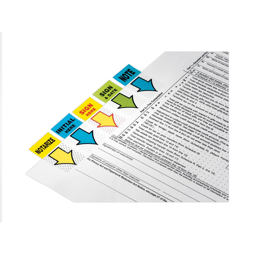 Post-it Arrow Message 1" Page Flags, "Notarize," Yellow, 50 Flags/Dispenser, 2 Dispensers/Pack
