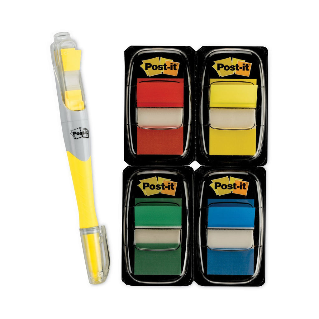 Post-it Page Flag Value Pack, Assorted, 200 1" Flags + Highlighter with 50 0.5" Flags