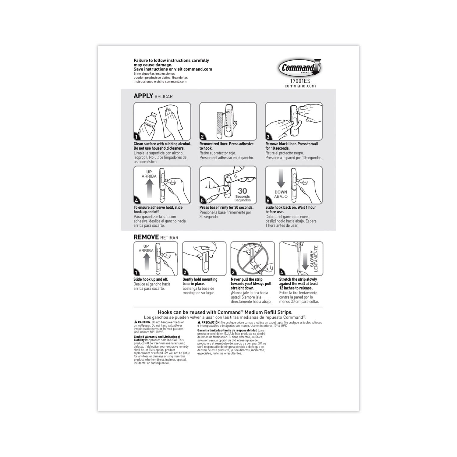 Command General Purpose Hooks, Medium, 3 lb Cap, White, 20 Hooks and 24 Strips/Pack