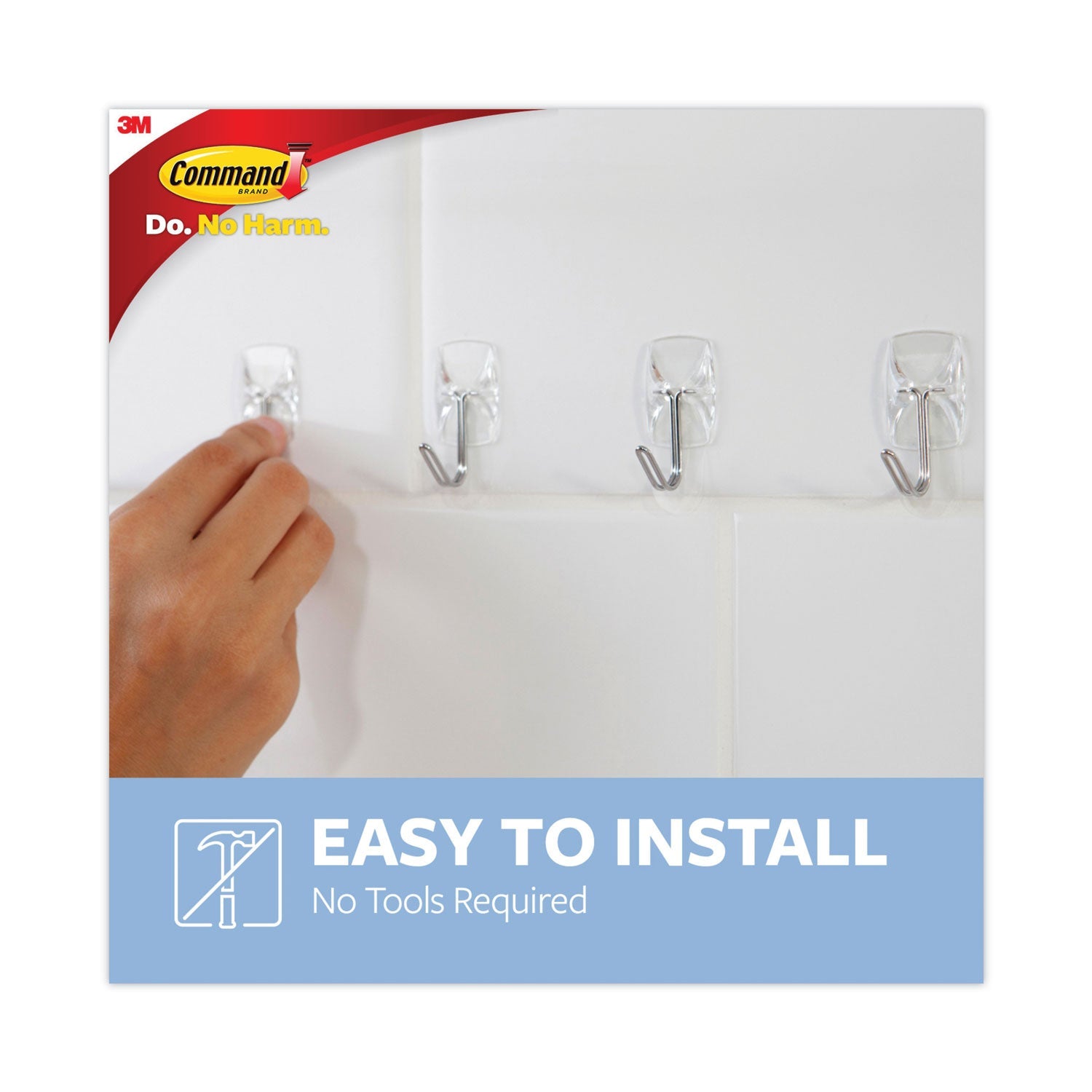 Command Clear Hooks and Strips, Plastic/Wire, Small, 9 Hooks with 12 Adhesive Strips per Pack